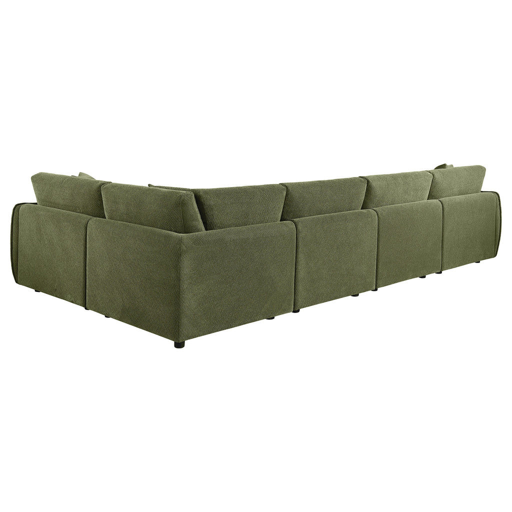 Elysia 5-piece Fabric Upholstered Modular Sectional Sofa Green
