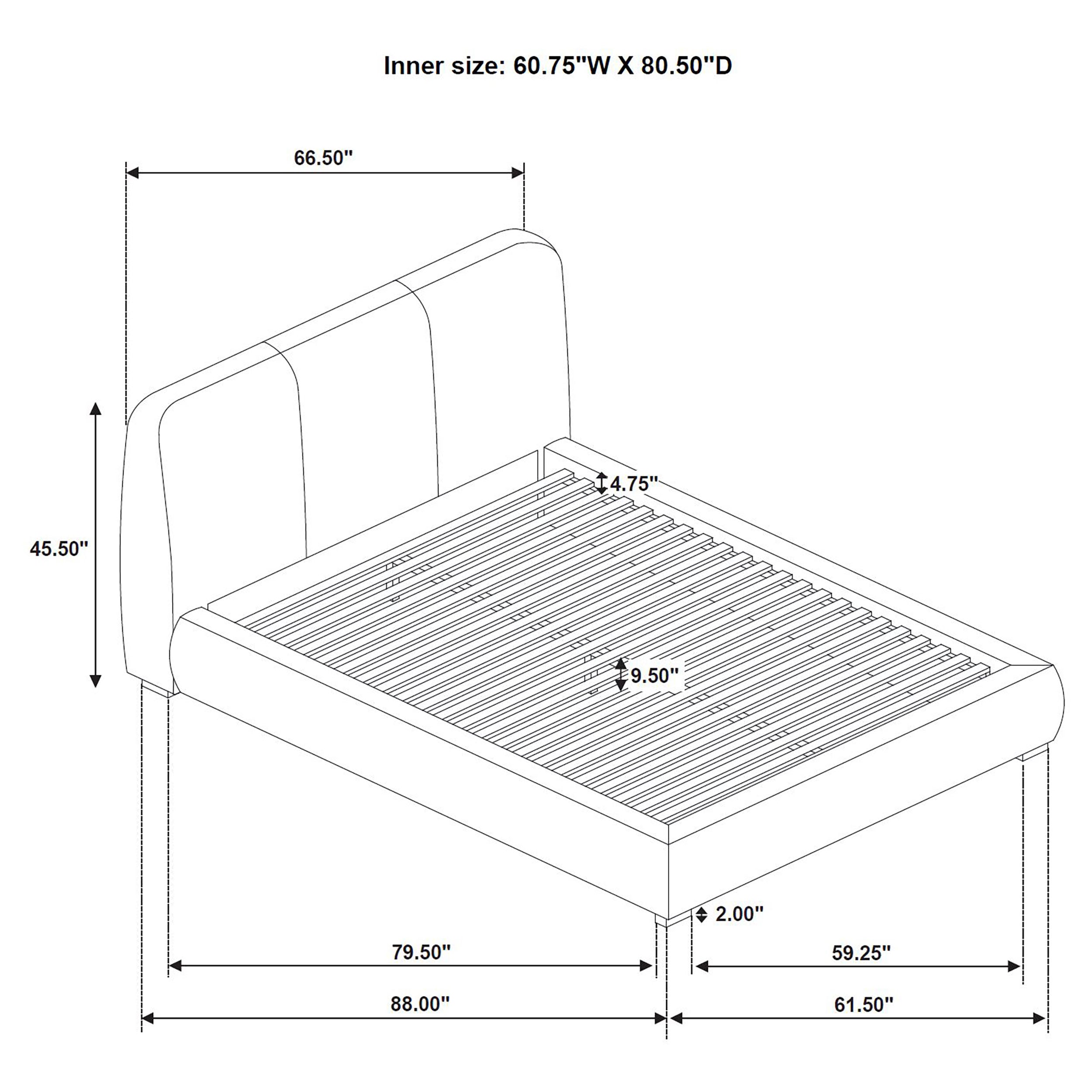 Mokena 46-inch Upholstered Queen Platform Bed Brown