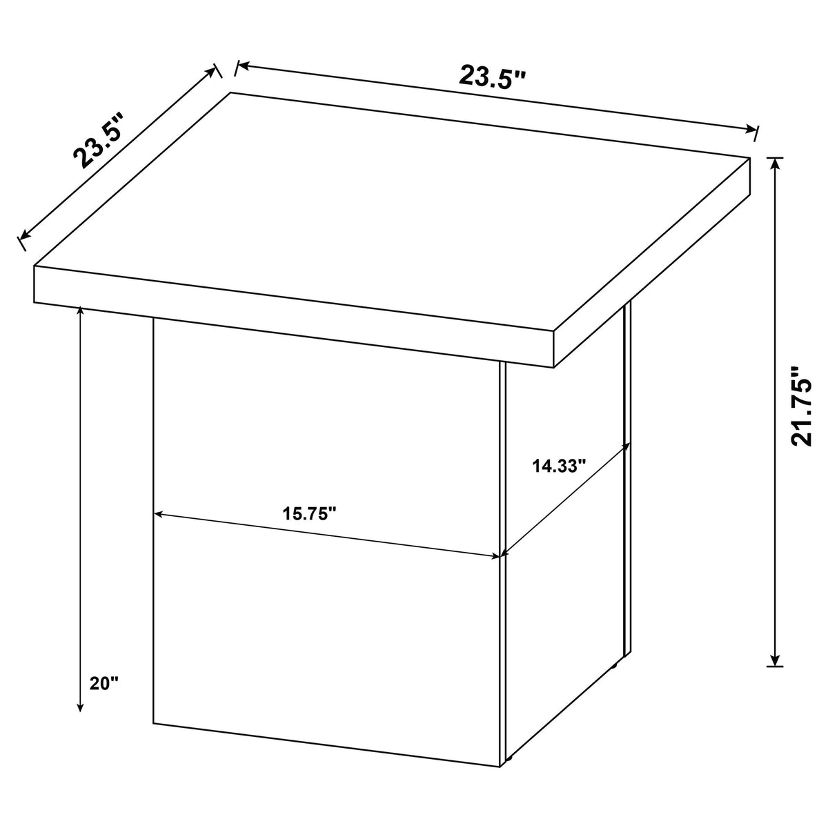 Devar Square Engineered Wood Side End Table Dark Pine