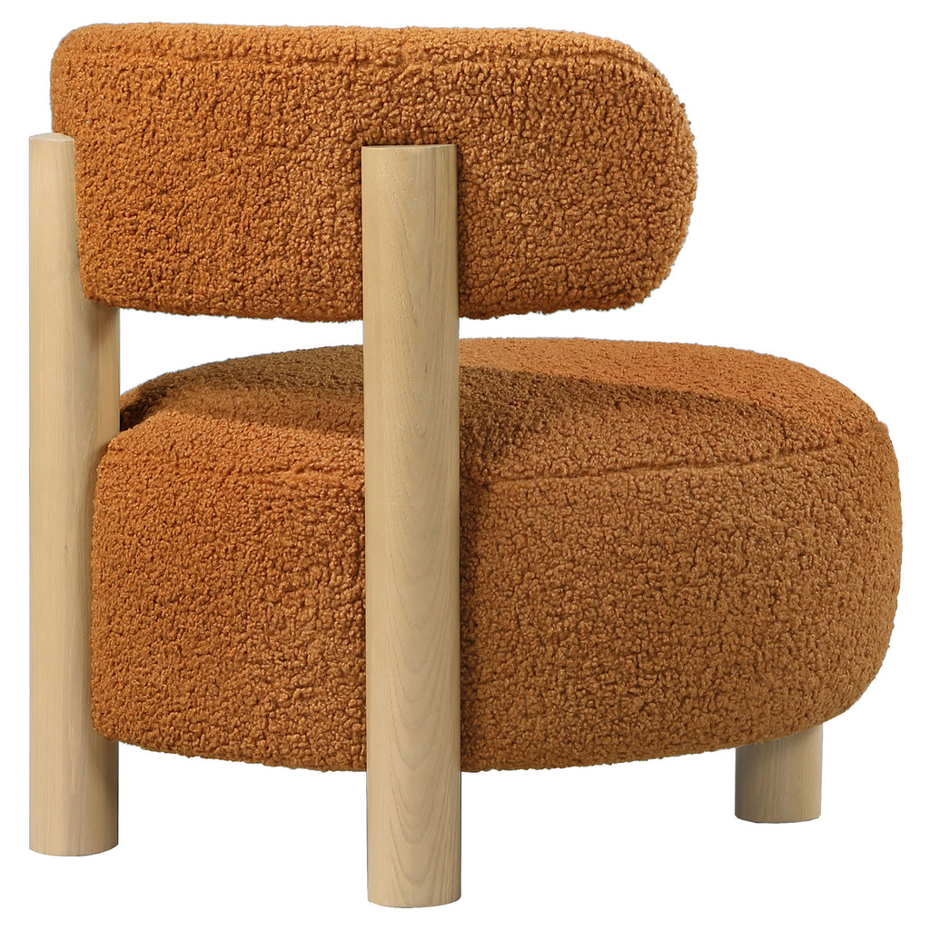 Zonie Boucle Upholstered Barrel Back Accent Chair Orange