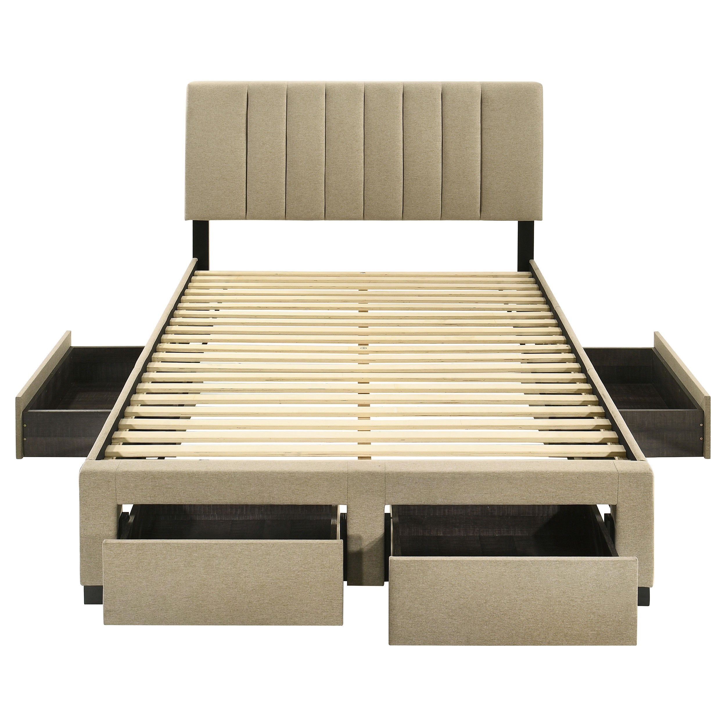 Wheatland 4-drawer Upholstered Full Storage Bed Light Brown