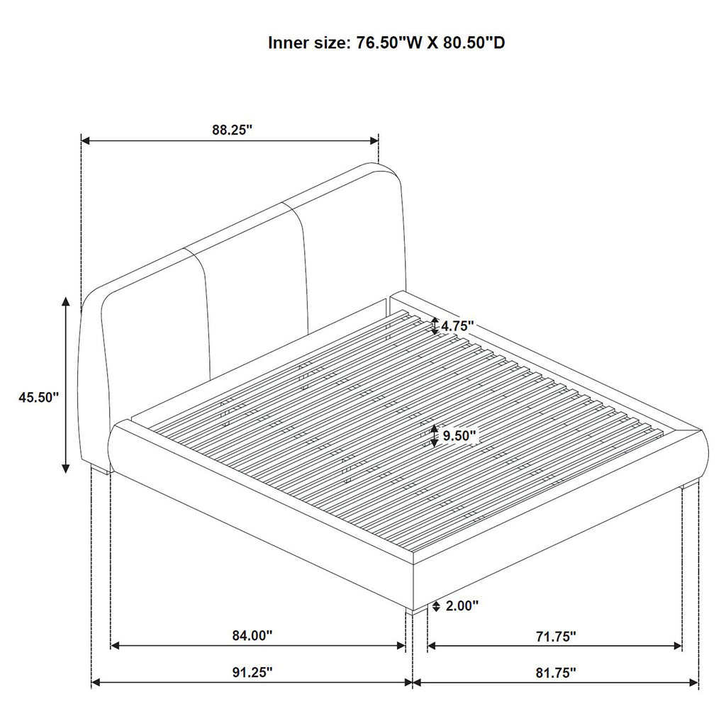 Mokena 46-inch Upholstered Eastern King Platform Bed Taupe