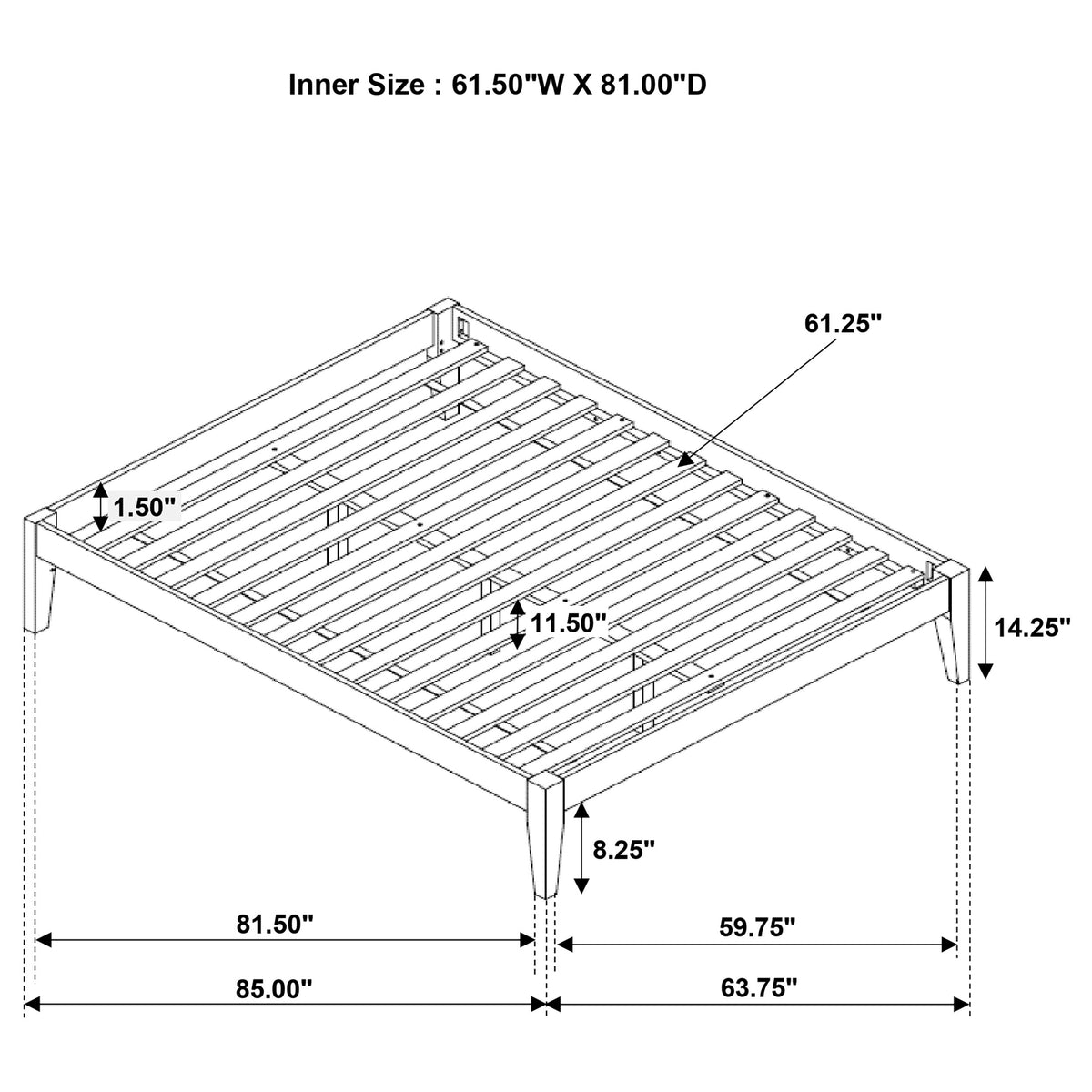 Hounslow Queen Universal Platform Bed Cappuccino