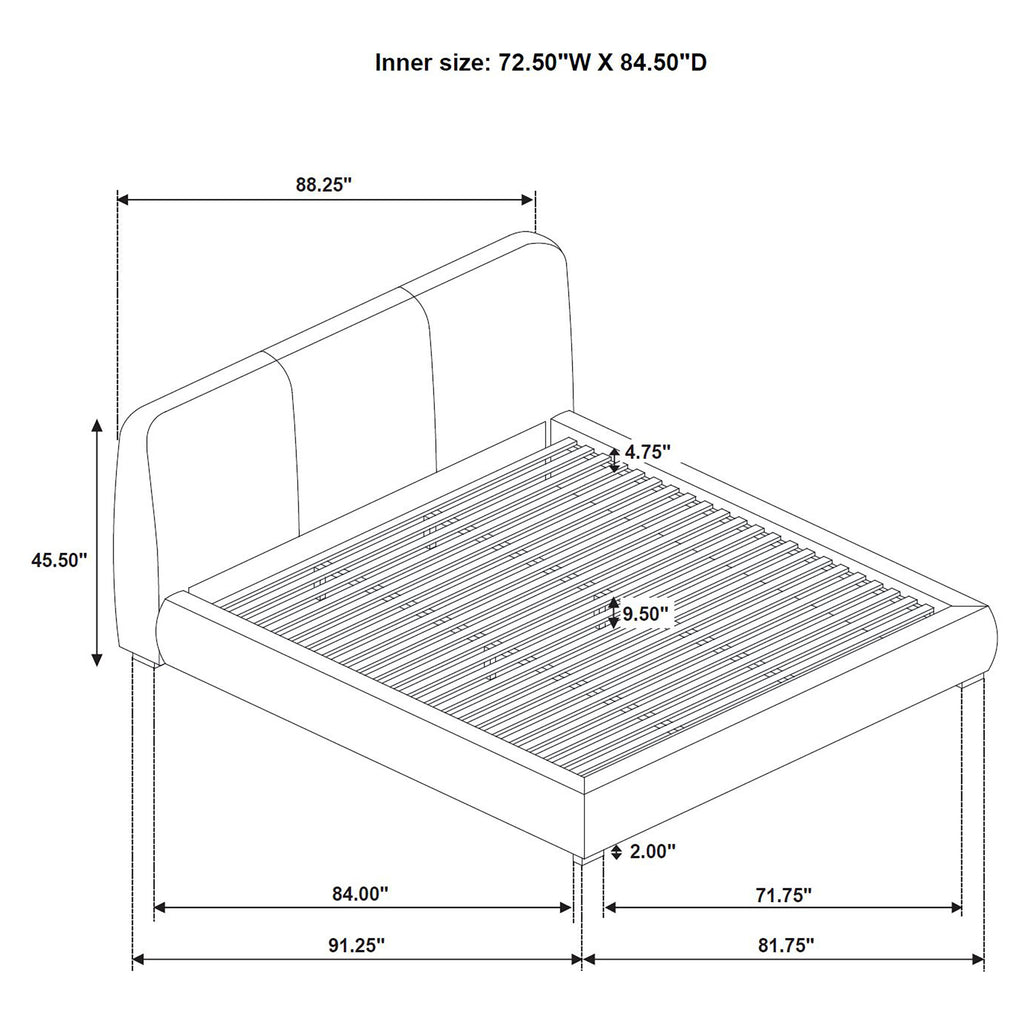Mokena 46-inch Upholstered California King Platform Bed Brown