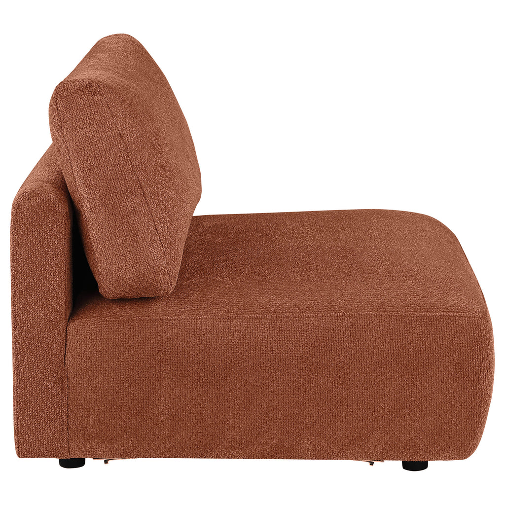 Elysia Fabric Upholstered Modular Armless Chair Coral
