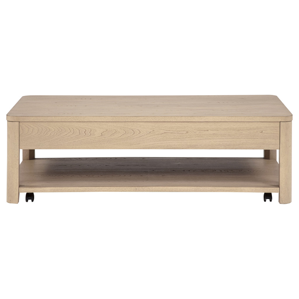 Marcelo Wood Coffee Table with 2 Drawers and Shelf Light Elm