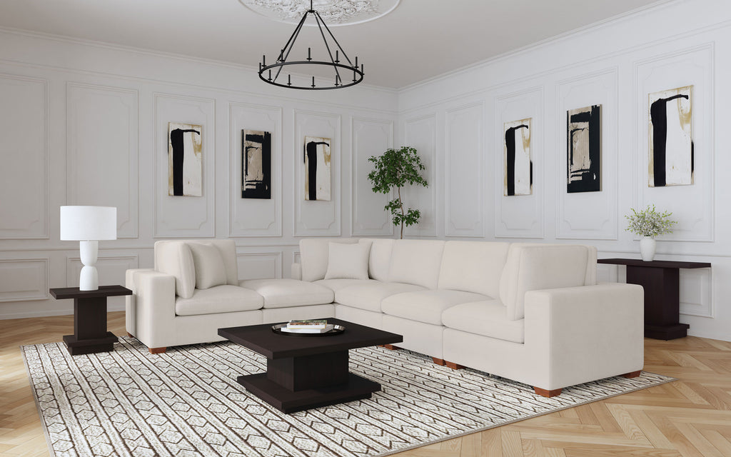 Cloud Lux Rectangular Upholstered Ottoman Sand Beige