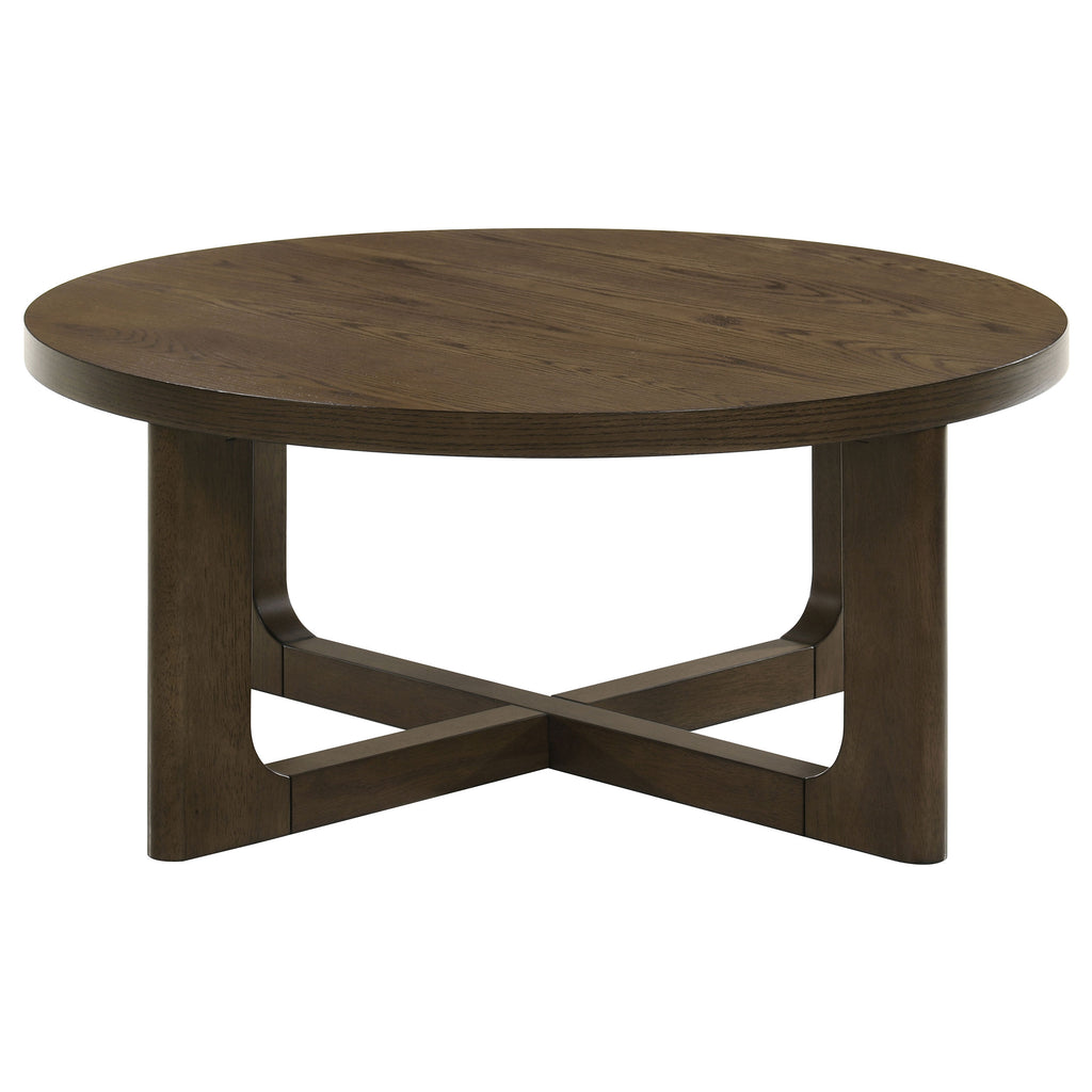 Kessler 3-piece Round Sculptural Wood Coffee Table Set Brown