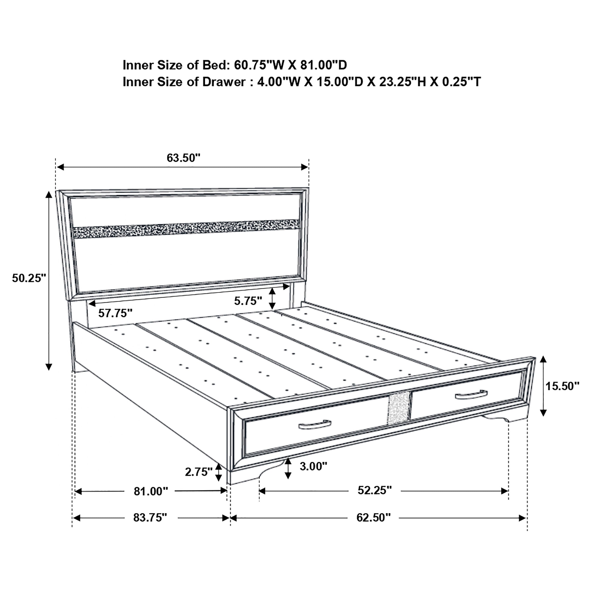 Miranda 51-inch Wood Queen Storage Panel Bed White