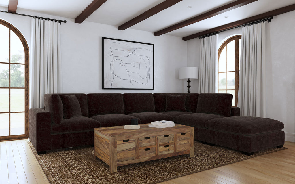 Cloud Lux Upholstered Armless Chair Dark Chocolate