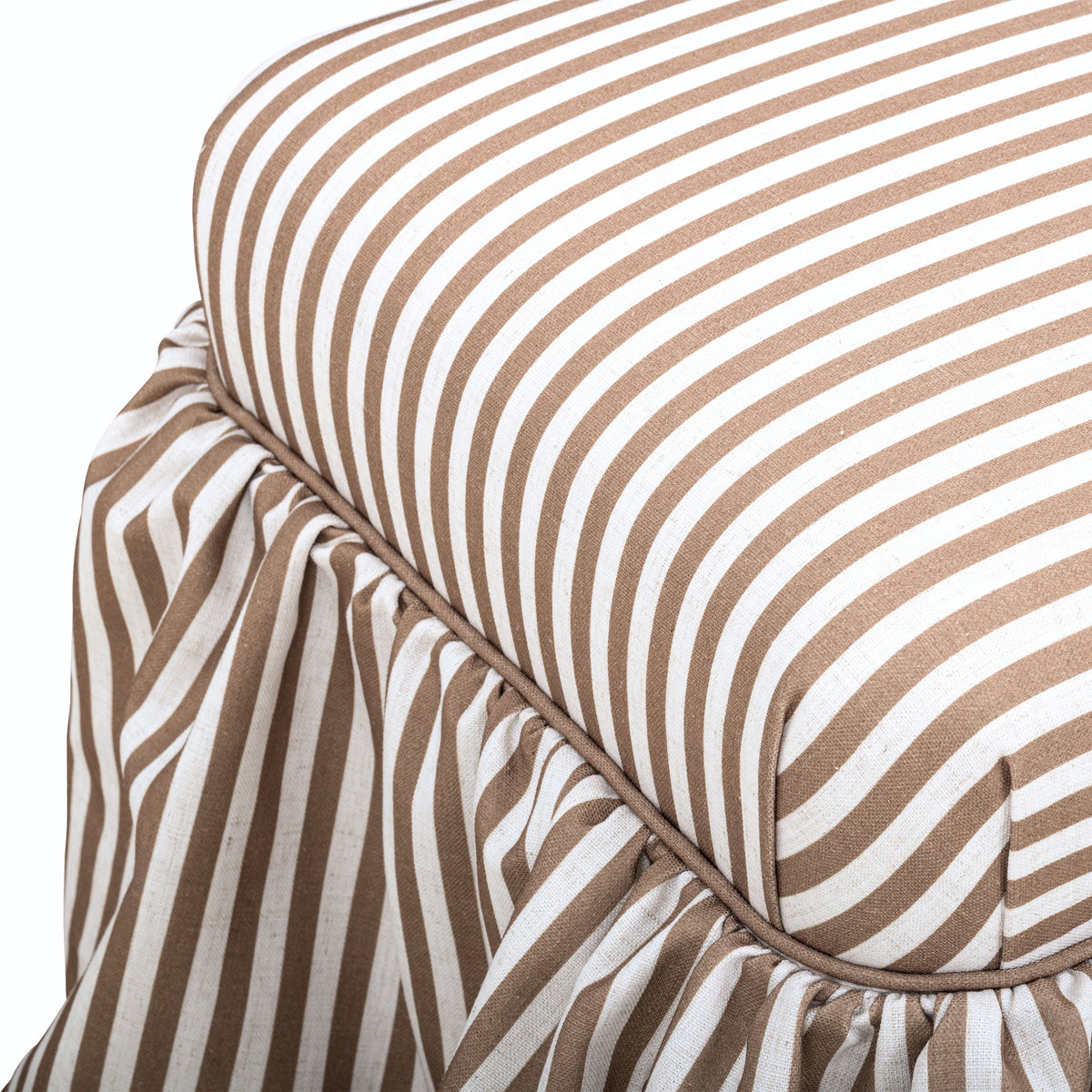 Gertrude Striped Performance Linen Skirted Ottoman