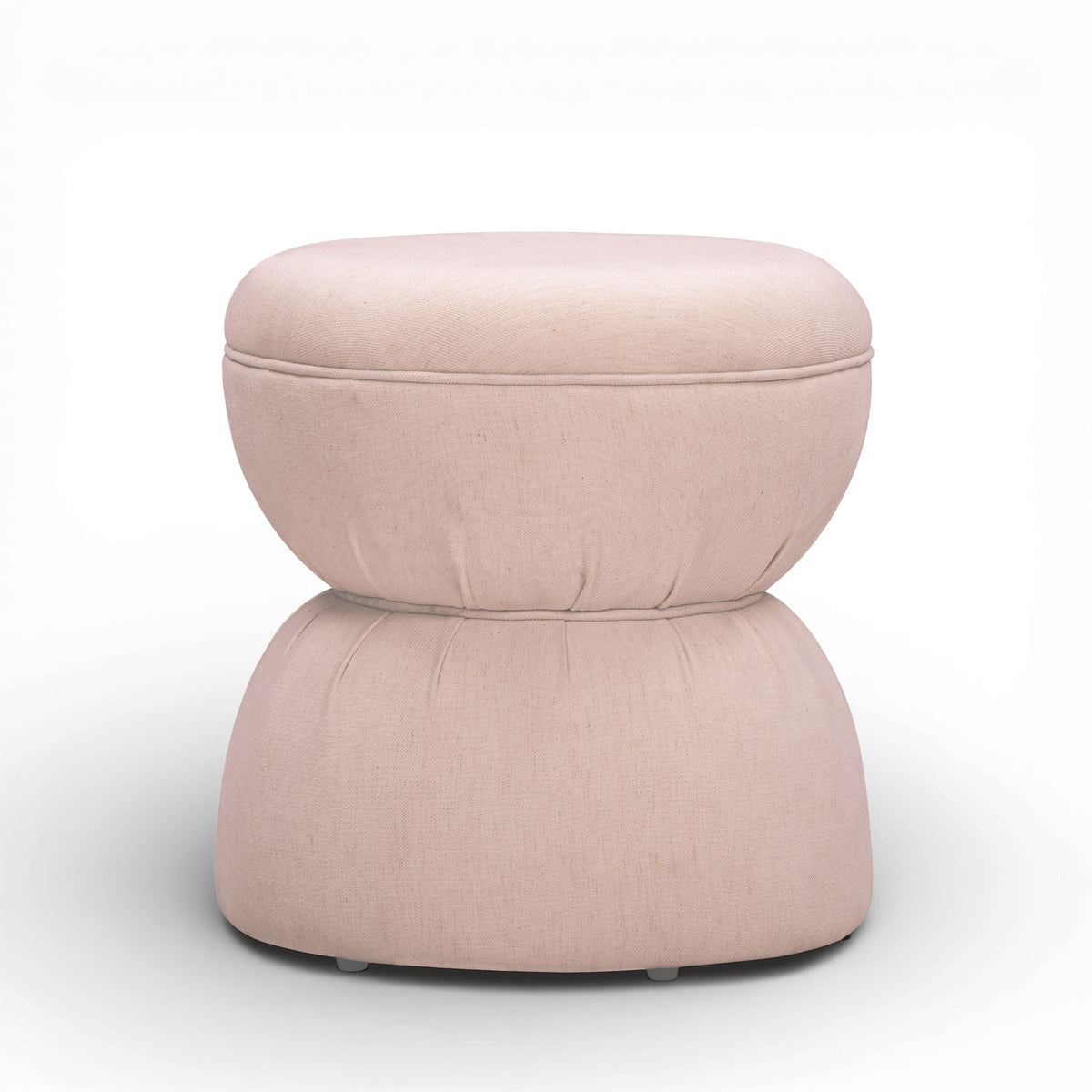 Tomlin Ruched Performance Fabric Game Ottoman — Light Pink null