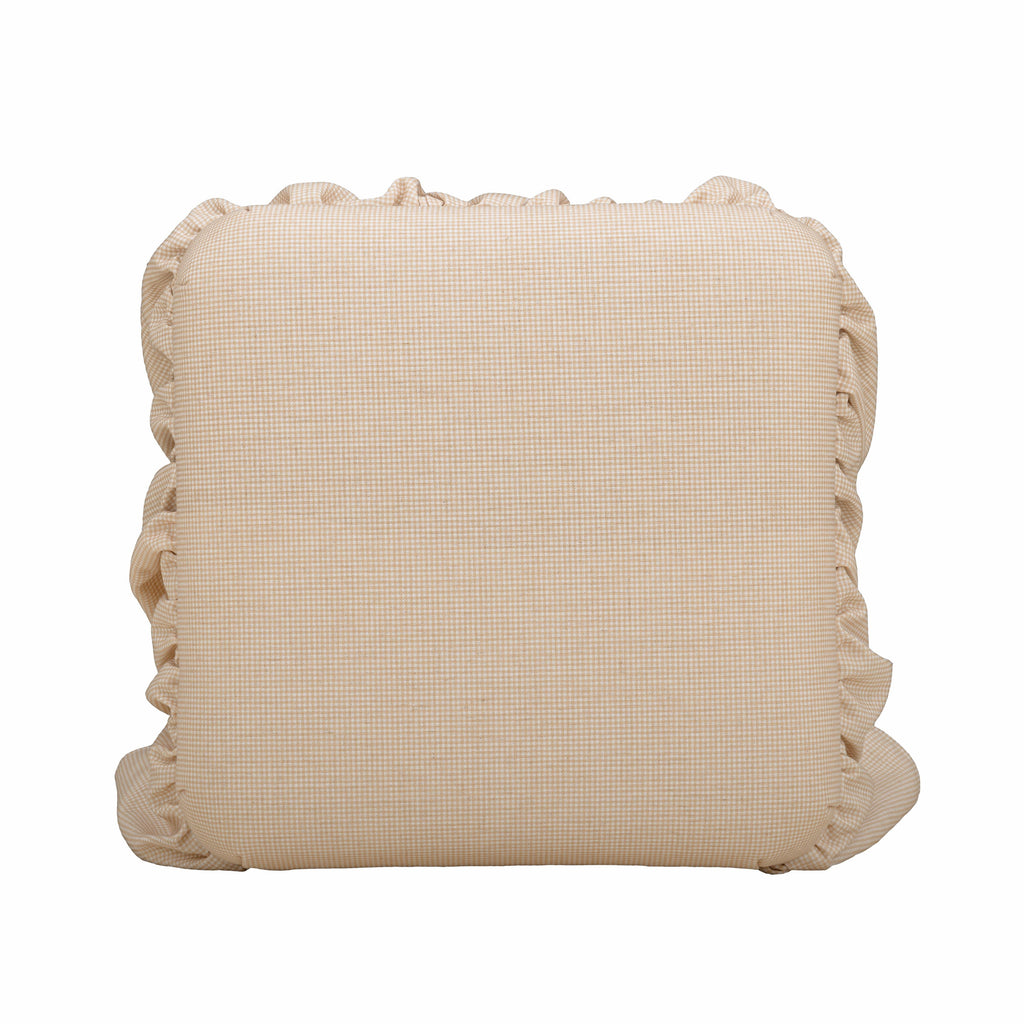 Gertrude Yellow Gingham Performance Linen Skirted Ottoman