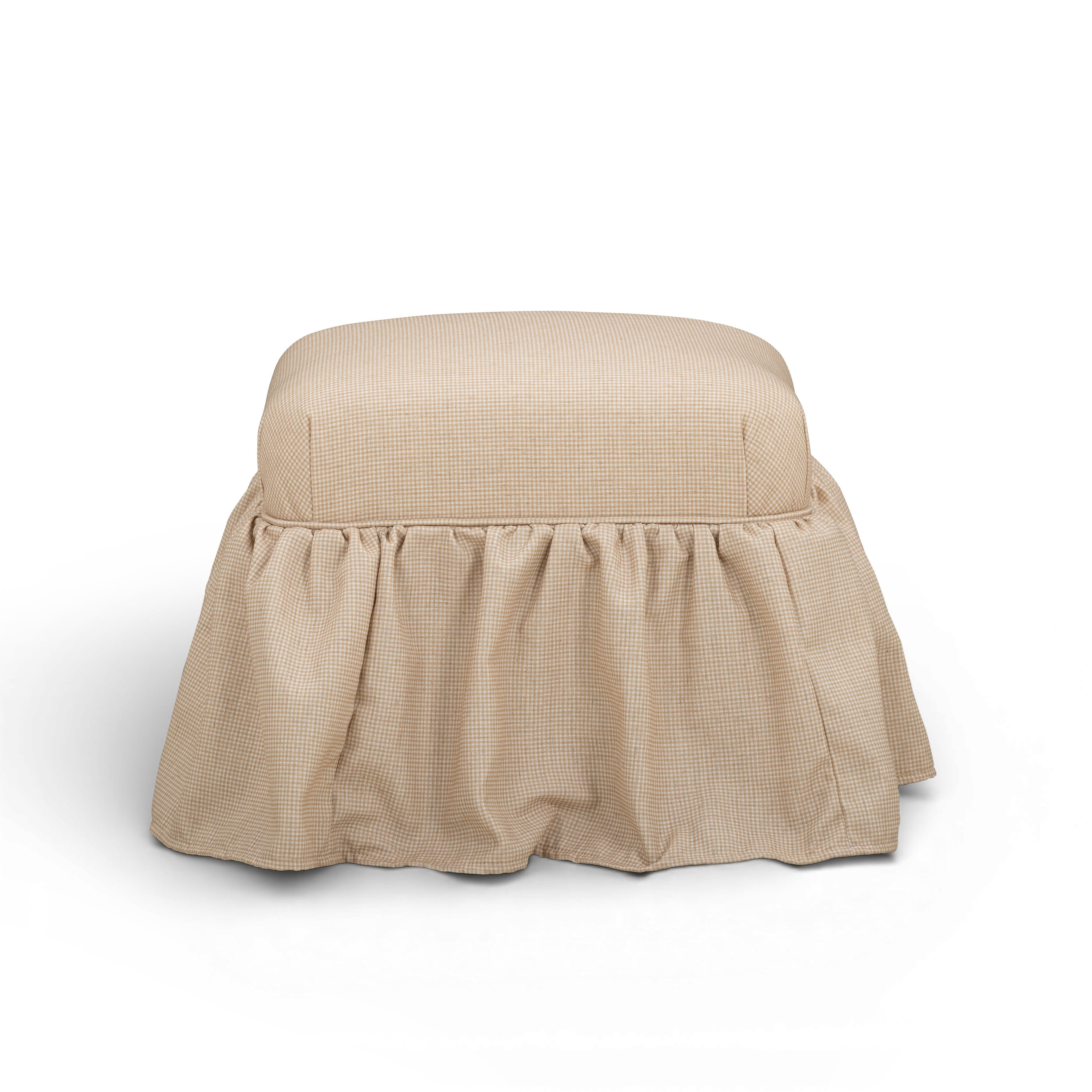 Gertrude Yellow Gingham Performance Linen Skirted Ottoman