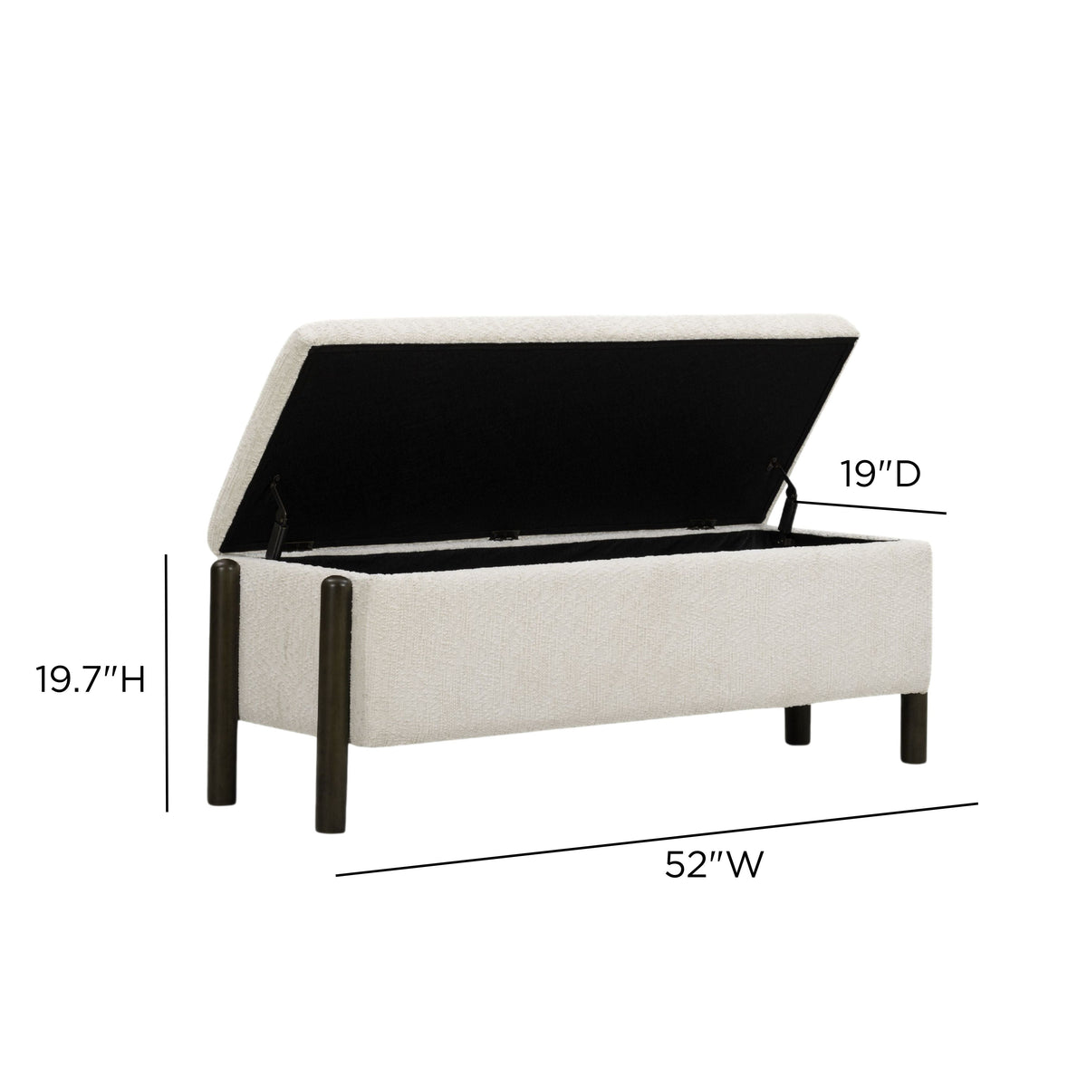 Abby 52" Nubby Fabric Storage Bench