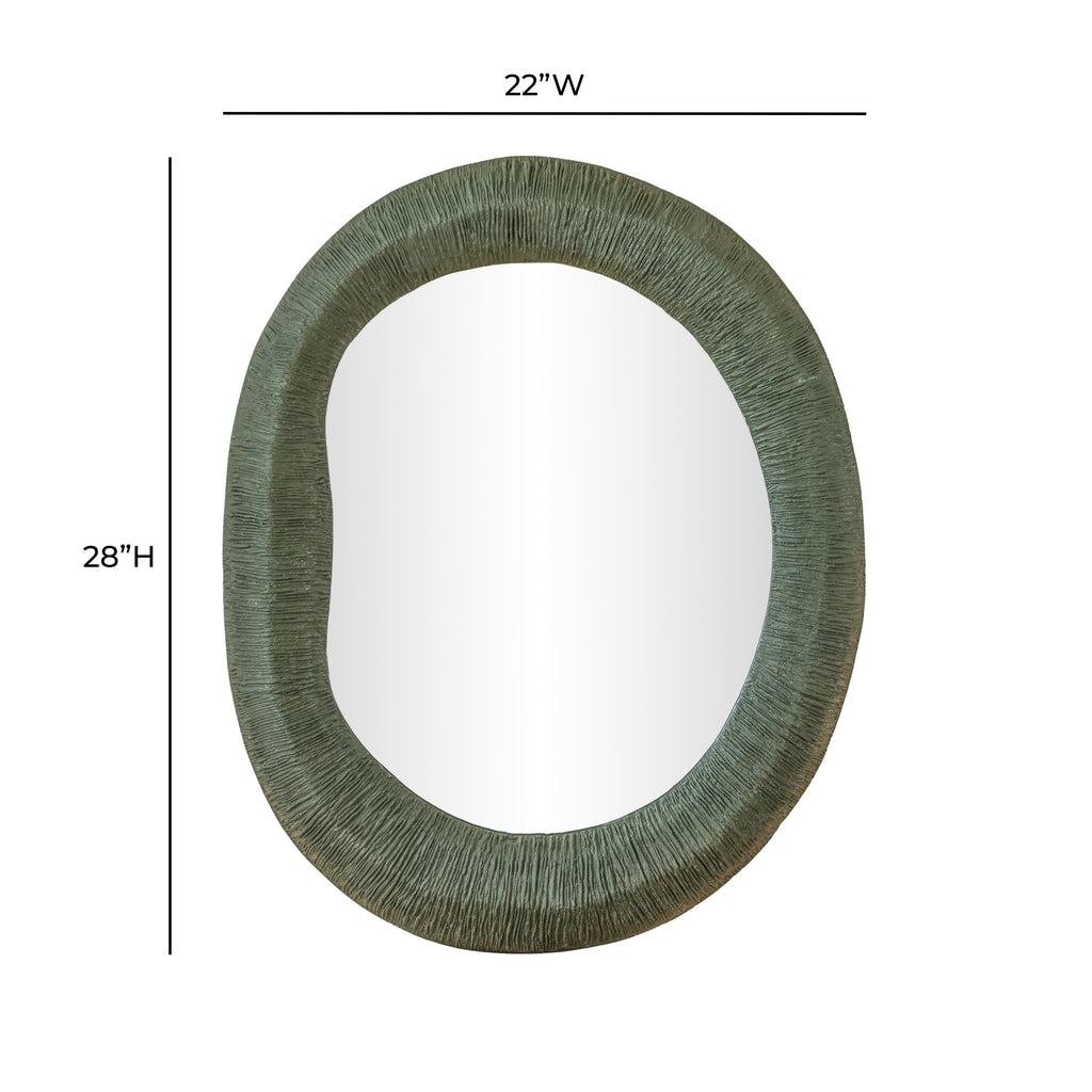 Orpheus 22"X28" Ribbed Forest Green Fiberglass Thick Wall Mirror