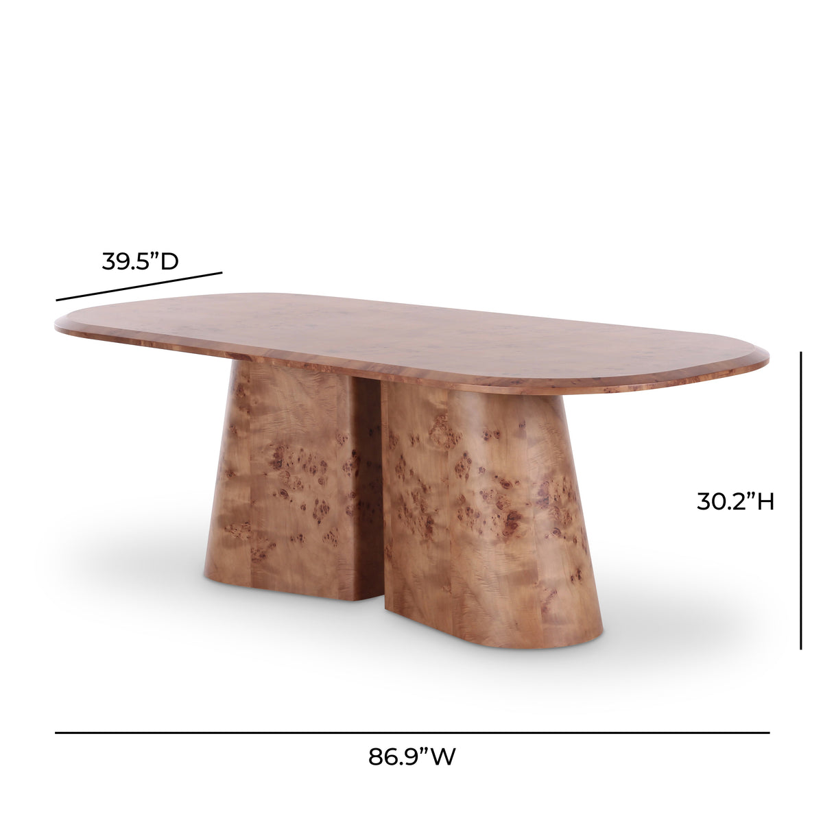 Gladyss 87" Burl Oval Dining Table