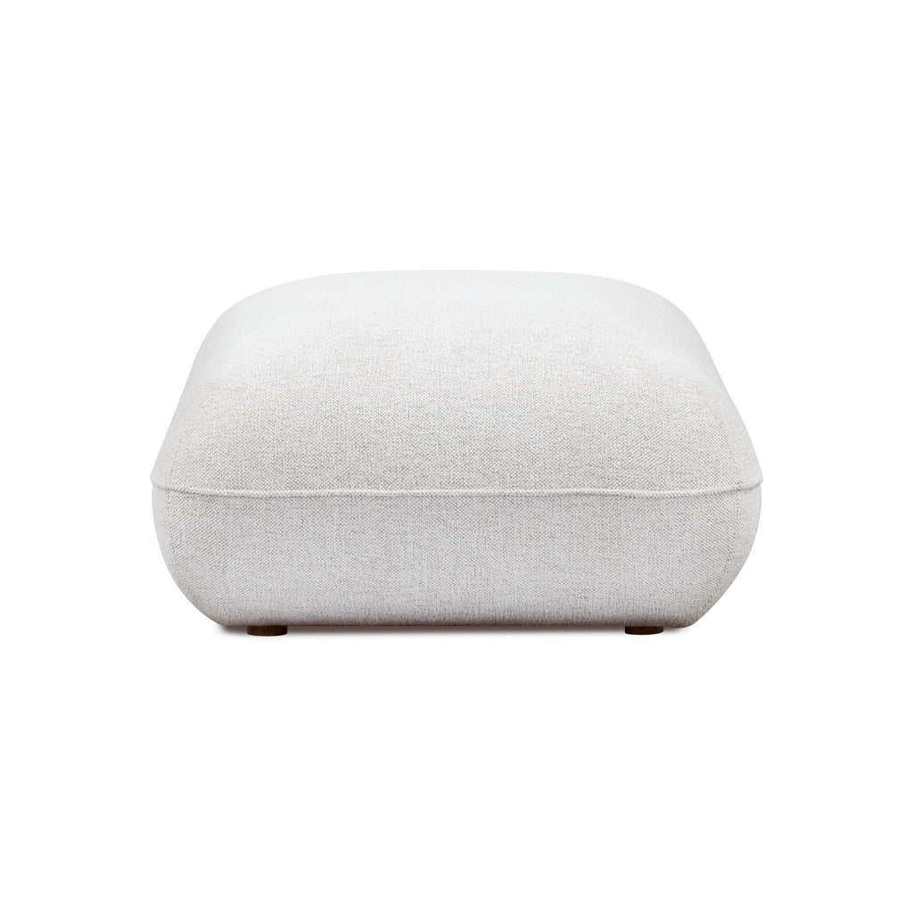 Arezza Stone White Contract-Grade Basketweave Chenille Ottoman