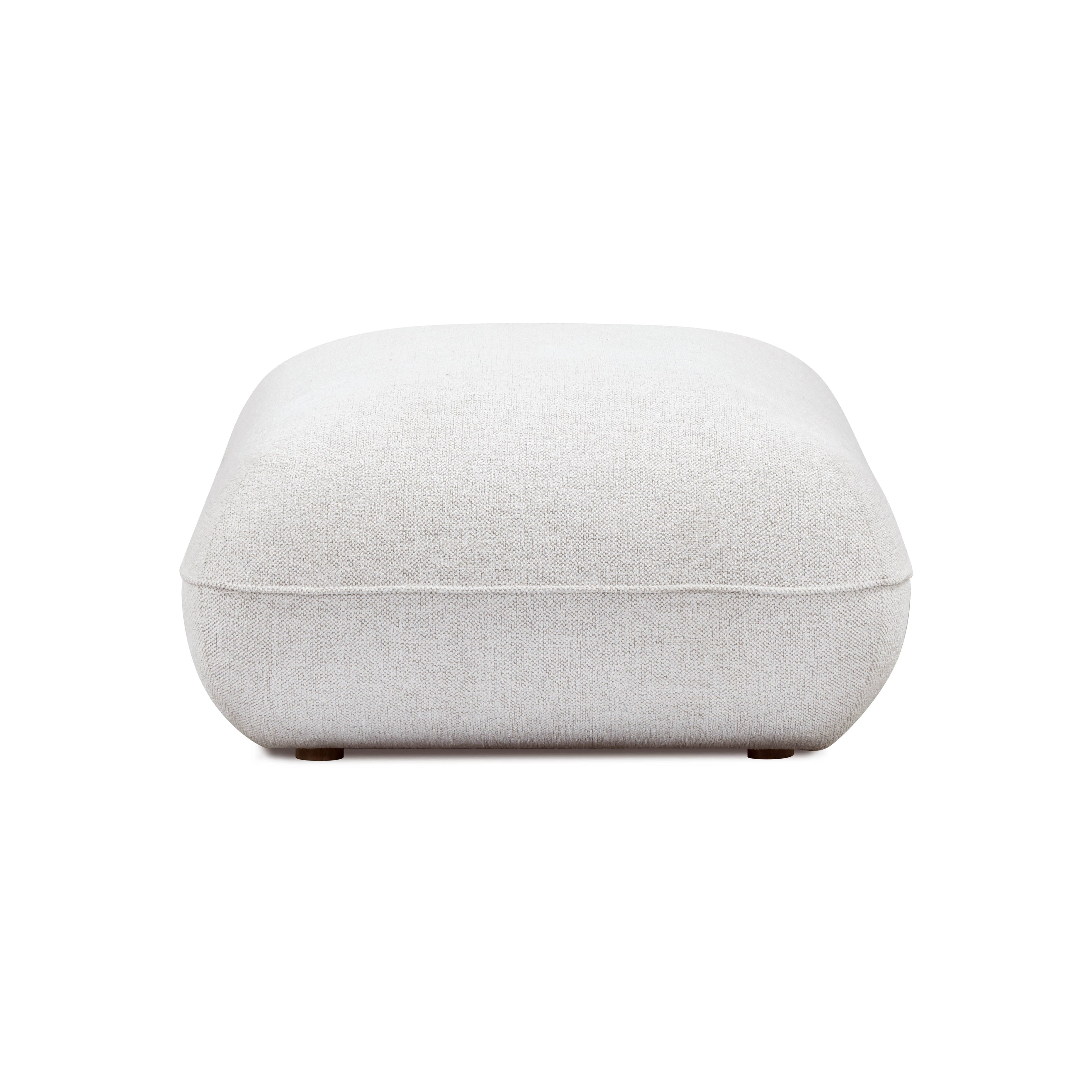 Arezza Stone White Contract-Grade Basketweave Chenille Ottoman