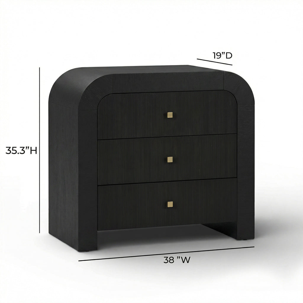 Hump 38" Arched 3-Drawer Bedside Chest