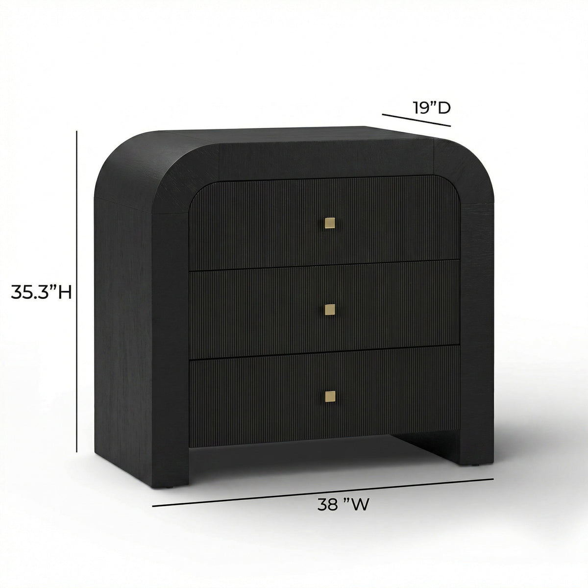 Hump 38" Arched 3-Drawer Bedside Chest