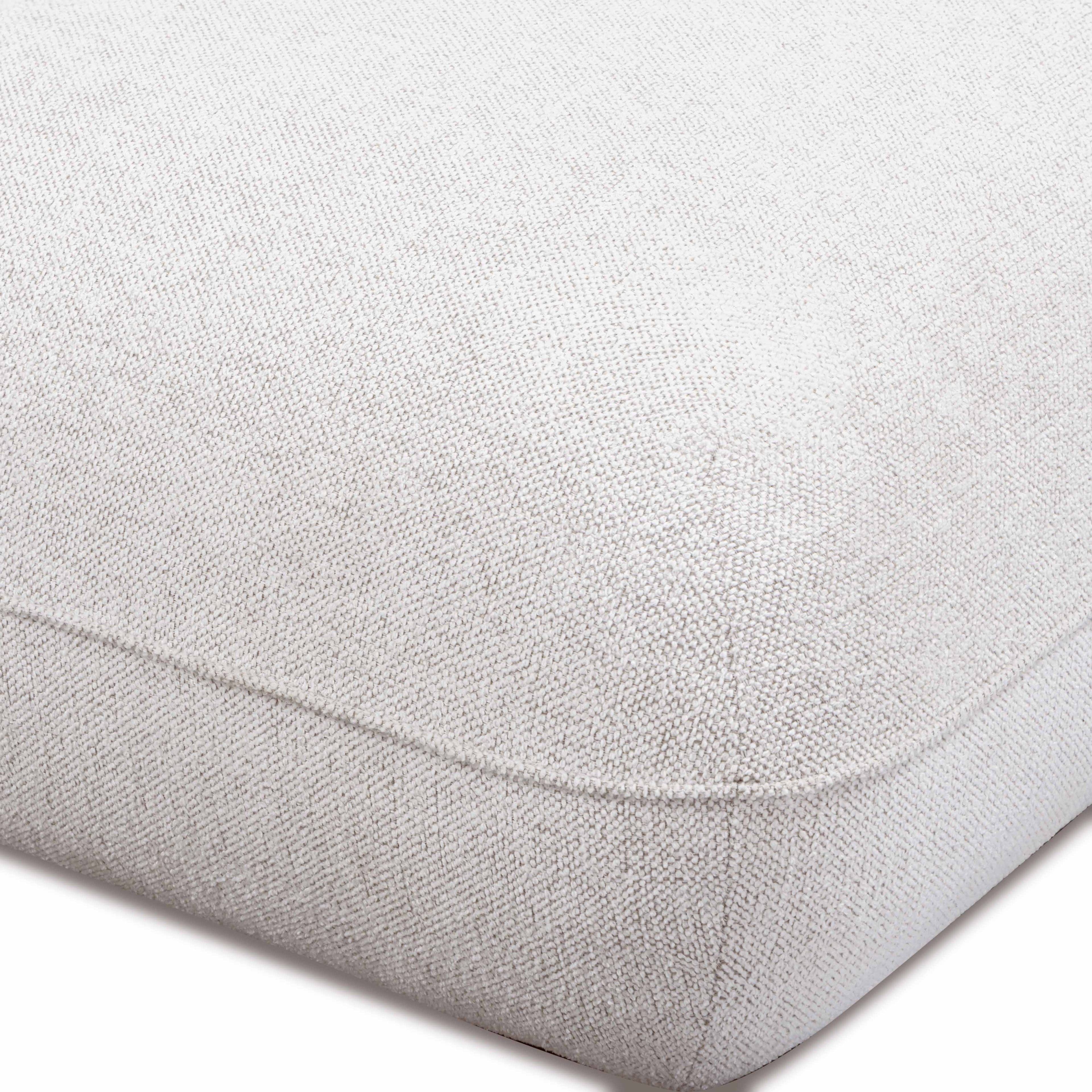 Arezza Stone White Contract-Grade Basketweave Chenille Ottoman