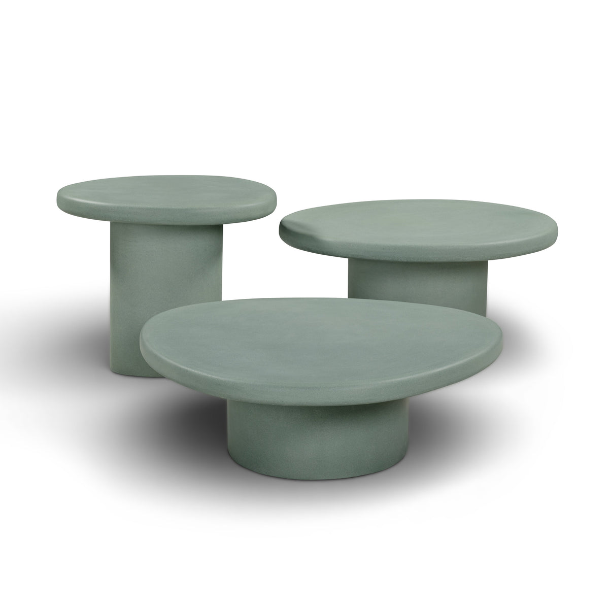 Jade Concrete Indoor/Outdoor Nesting Coffee Table Set — Green null