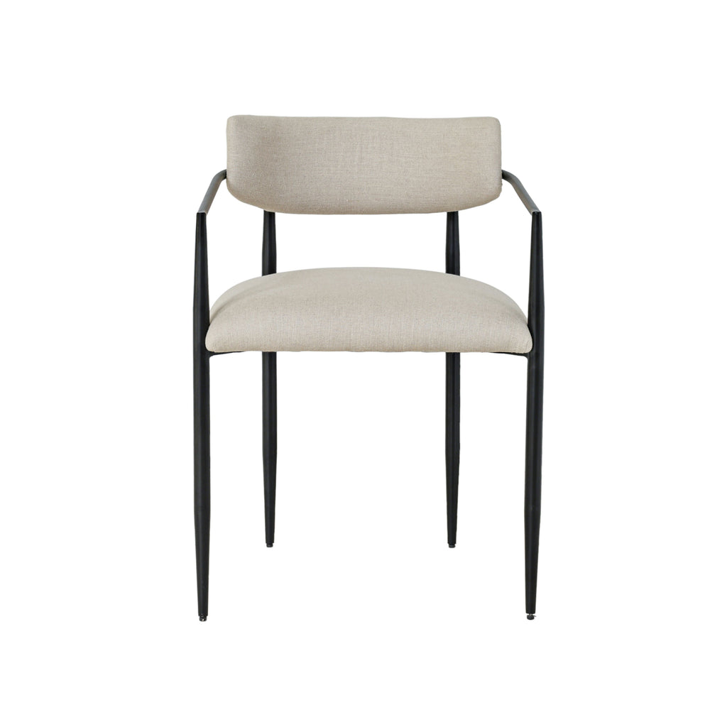 Forte Cream Linen Forged Iron Dining Chair