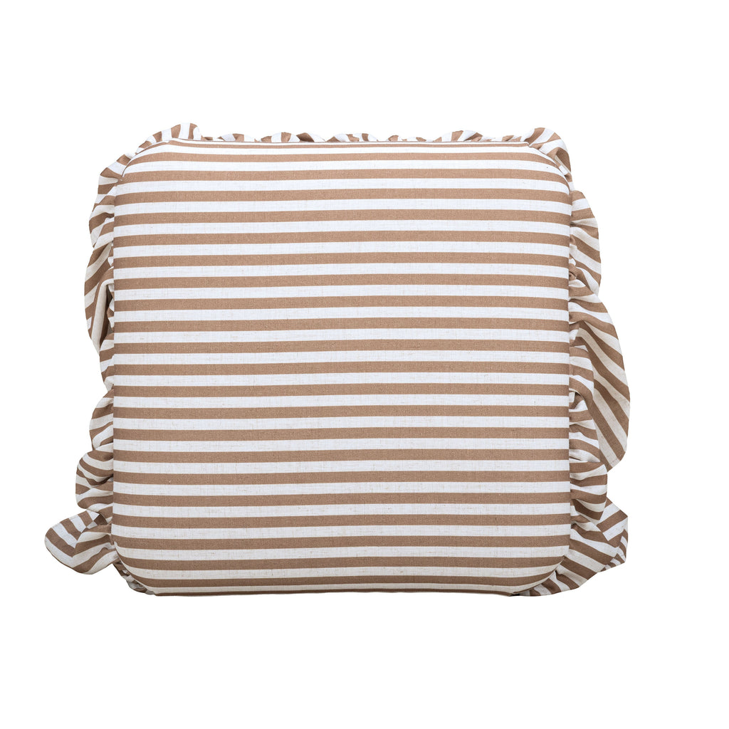Gertrude Striped Performance Linen Skirted Ottoman