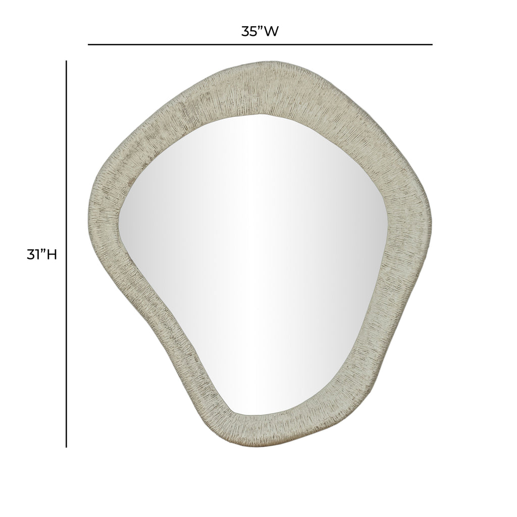 Orpheus 35"X31" Ribbed Faux Stone Wall Mirror