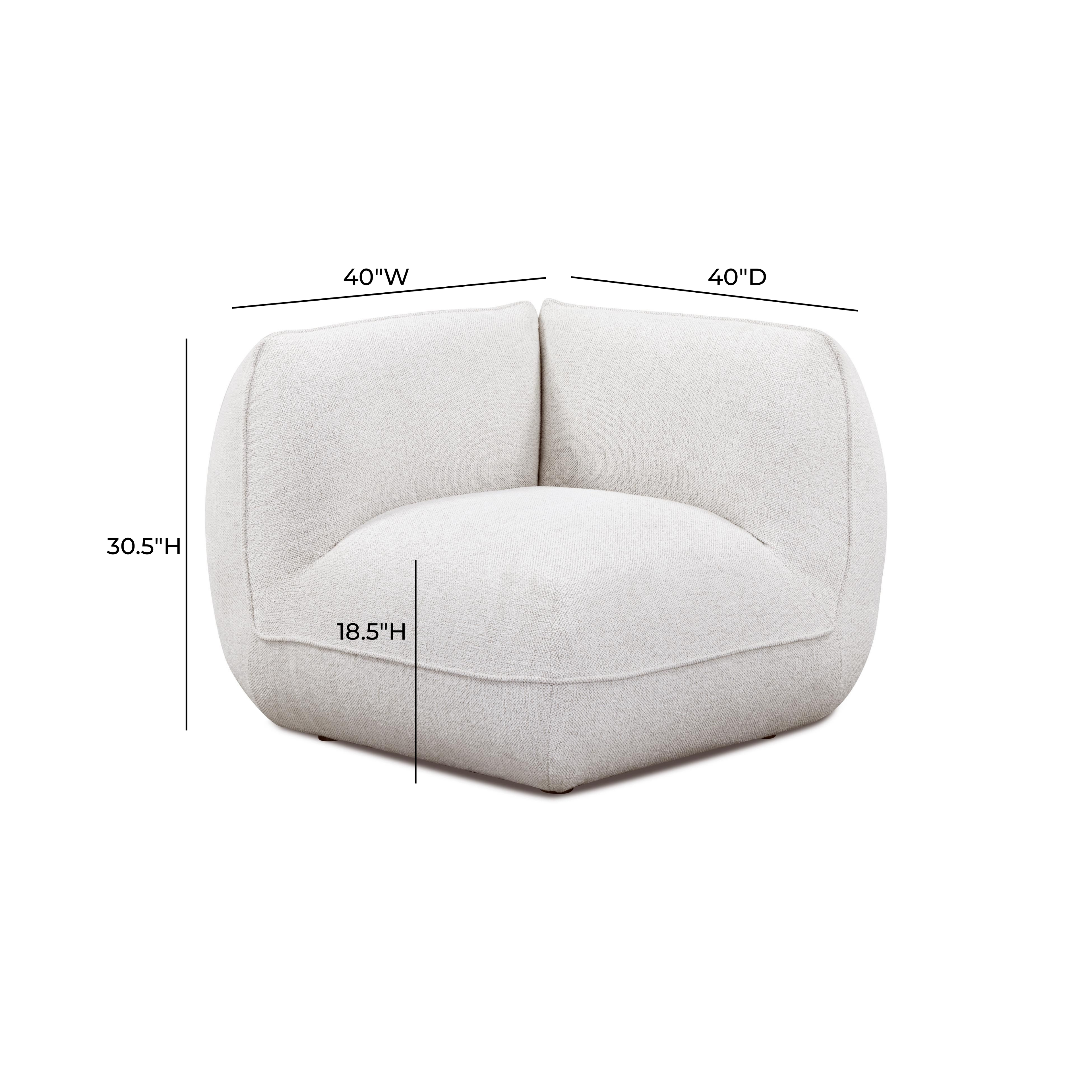 Arezza Stone White Contract-Grade Basketweave Chenille Corner Chair