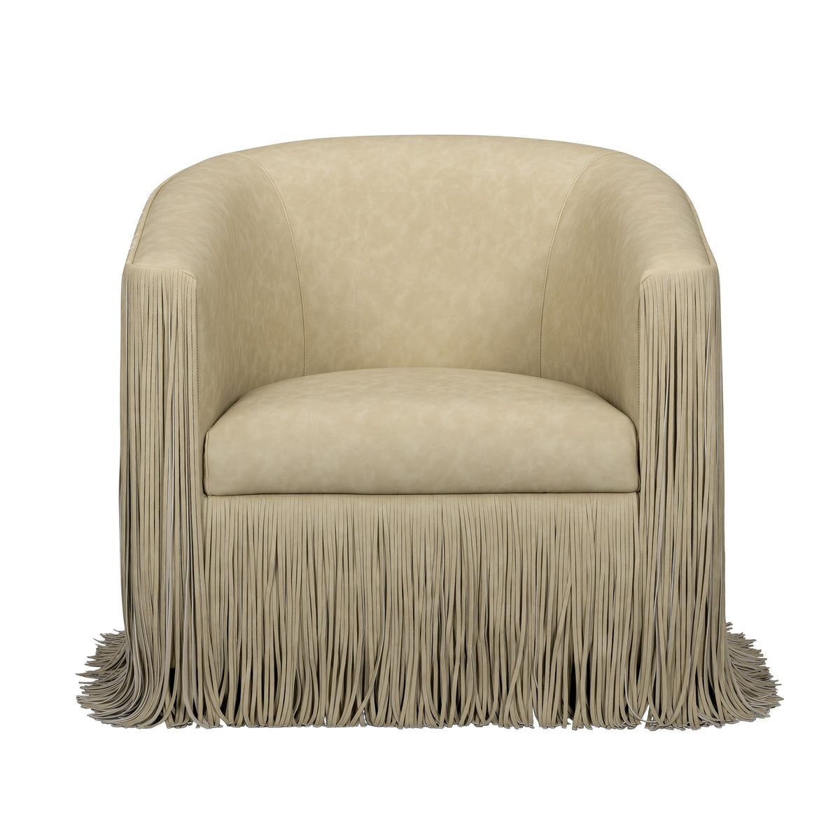 Shag Me Performance Vegan Leather Swivel Accent Chair — Tan null