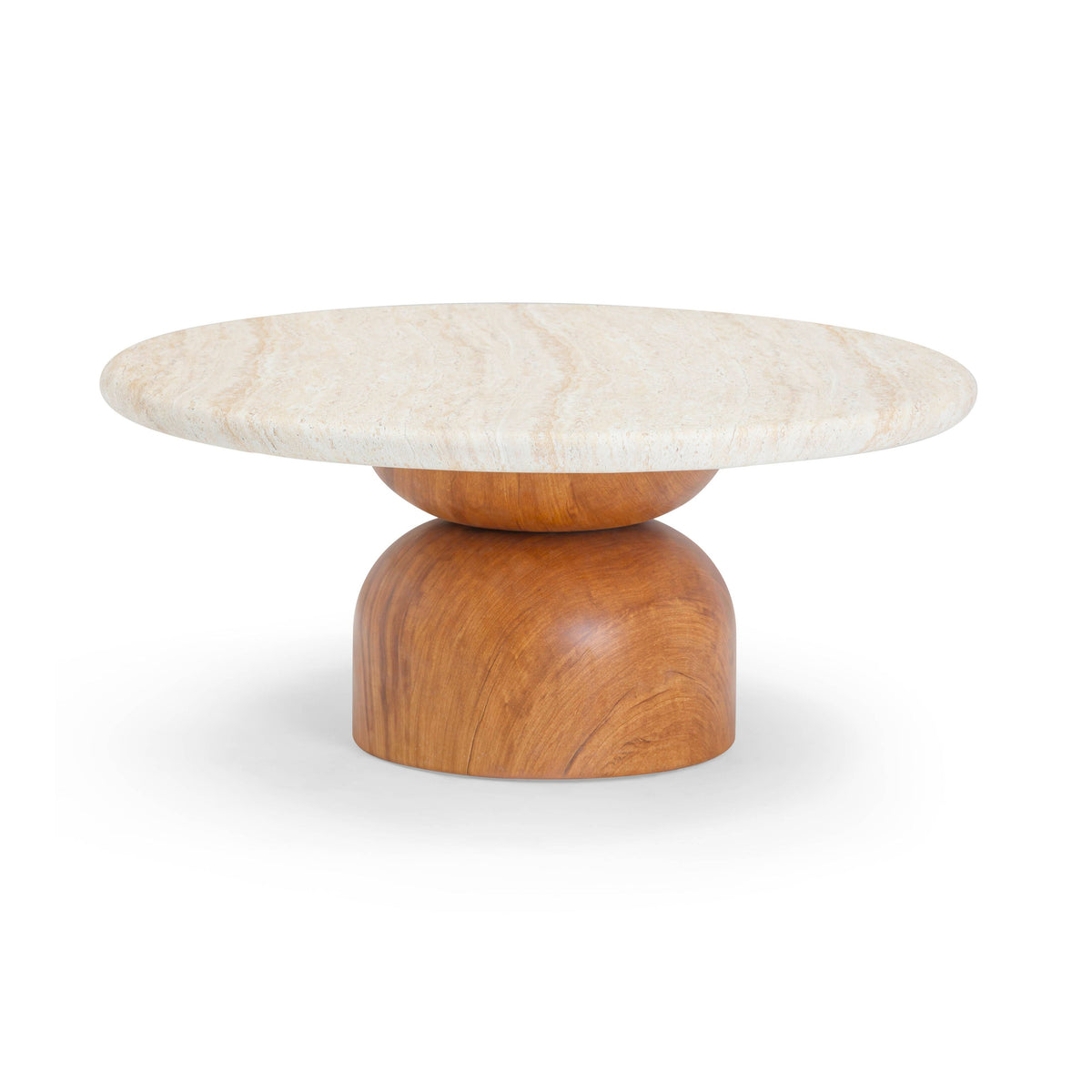 Cynthia 36" Concrete Indoor/Outdoor Coffee Table — Travertine,Walnut Brown null