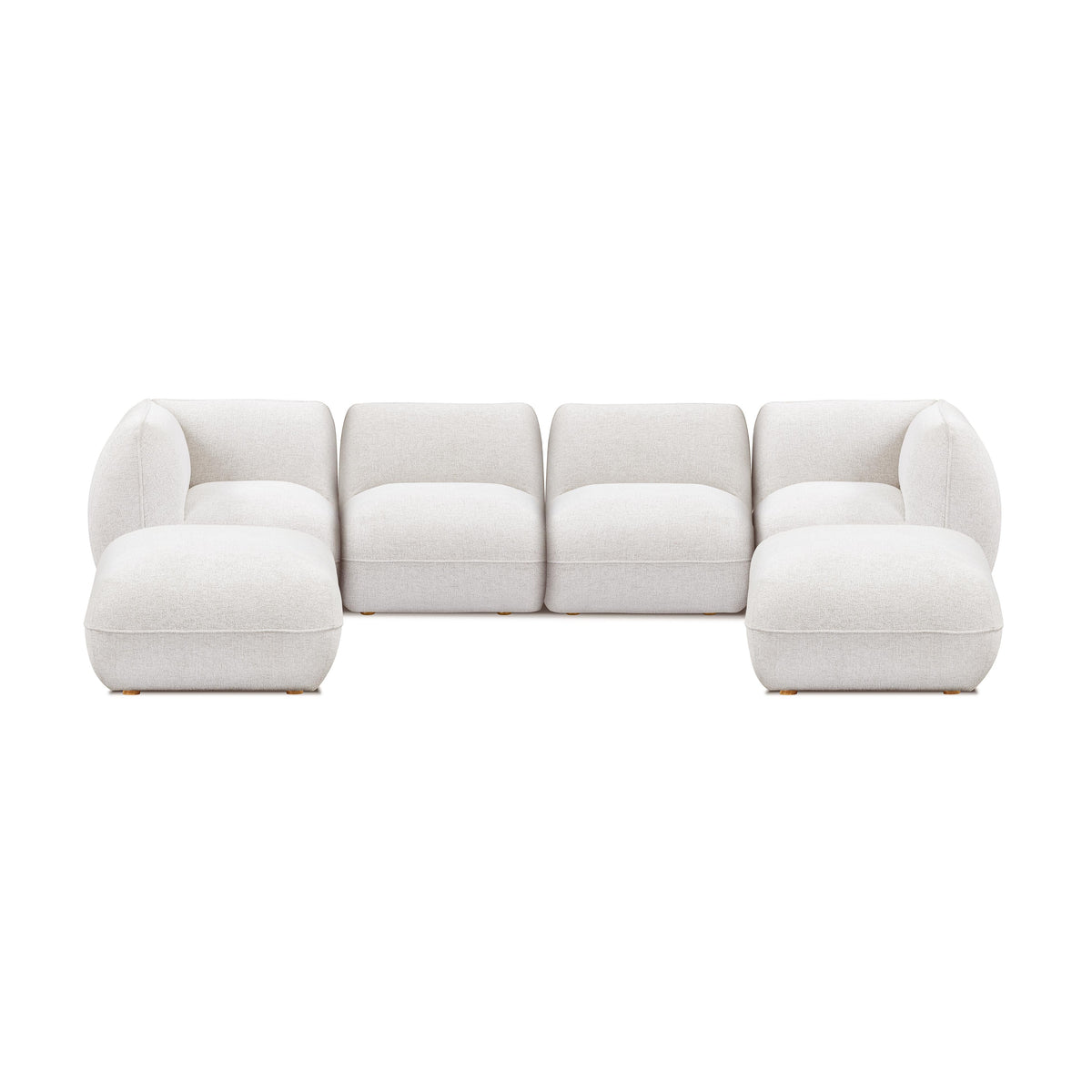 Arezza Stone White Contract-Grade Basketweave Chenille Modular U-Chaise Sectional
