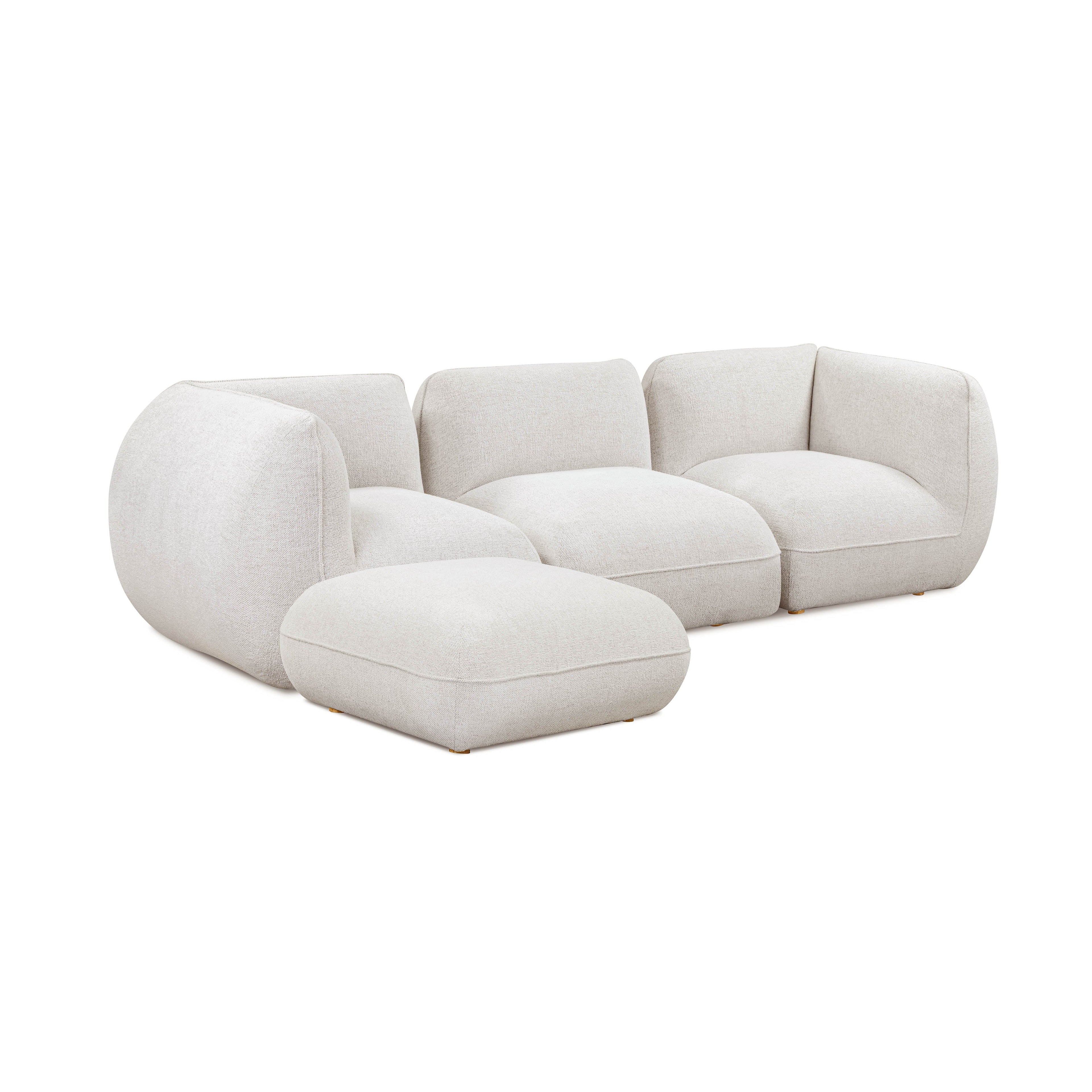 Arezza 4-Piece Stone White Contract-Grade Basketweave Chenille Modular Sectional