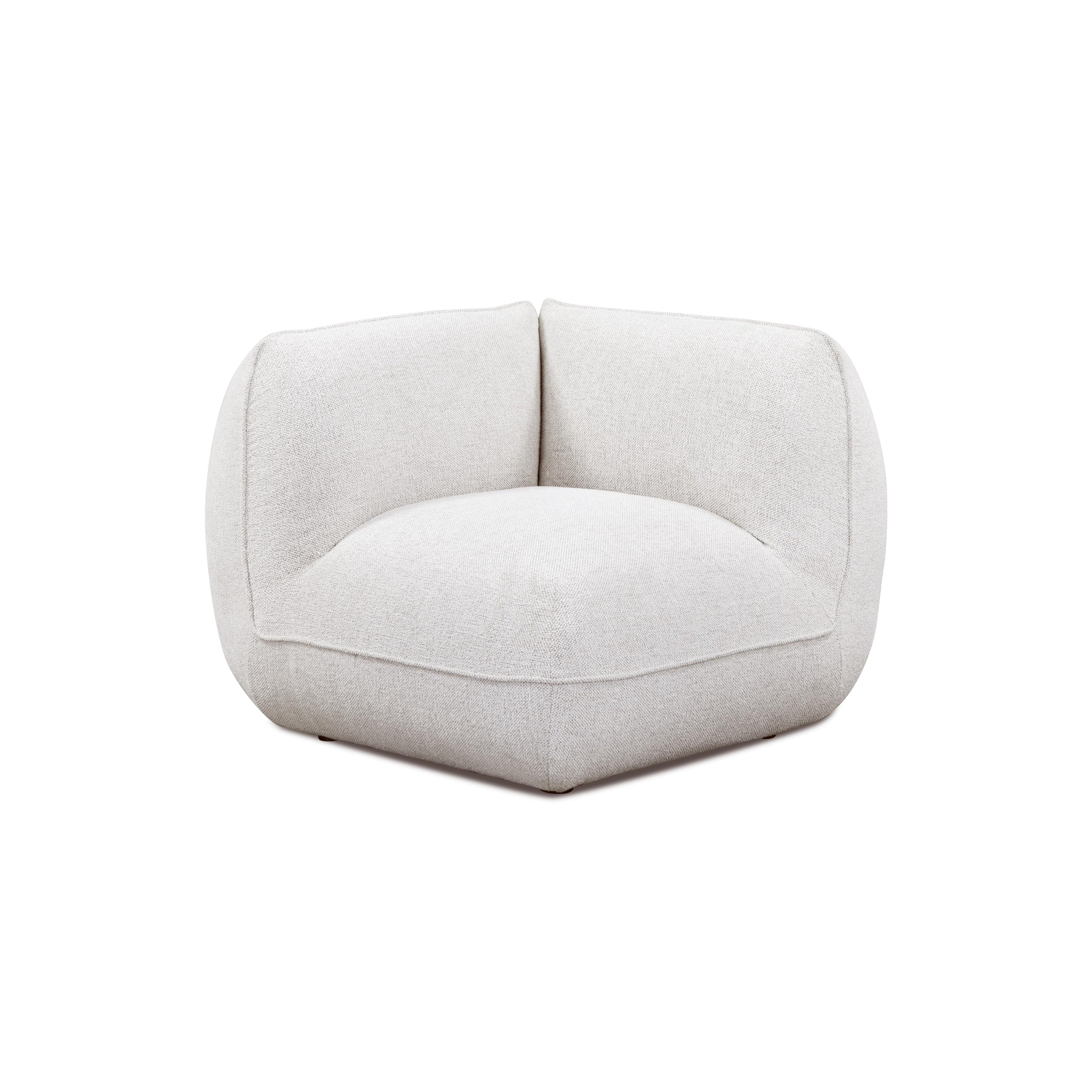 Arezza Stone White Contract-Grade Basketweave Chenille Corner Chair