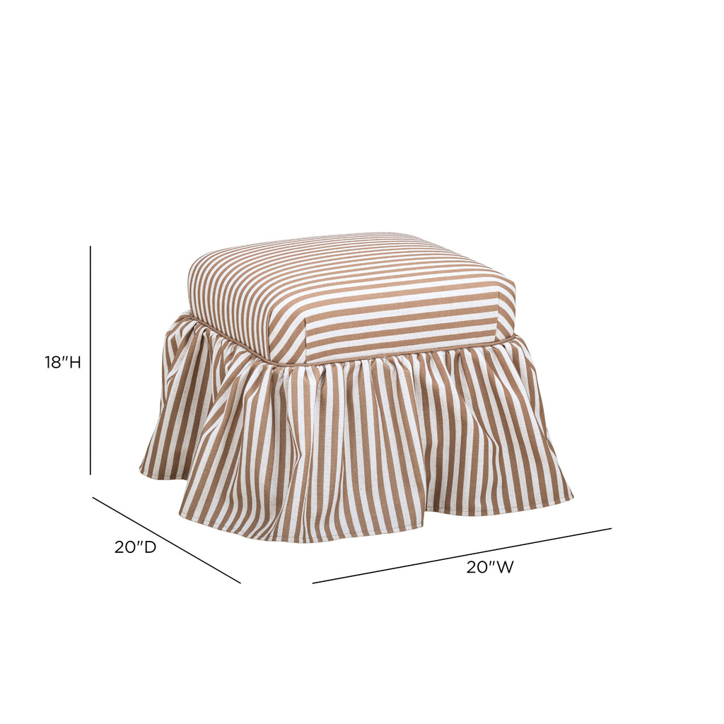 Gertrude Striped Performance Linen Skirted Ottoman