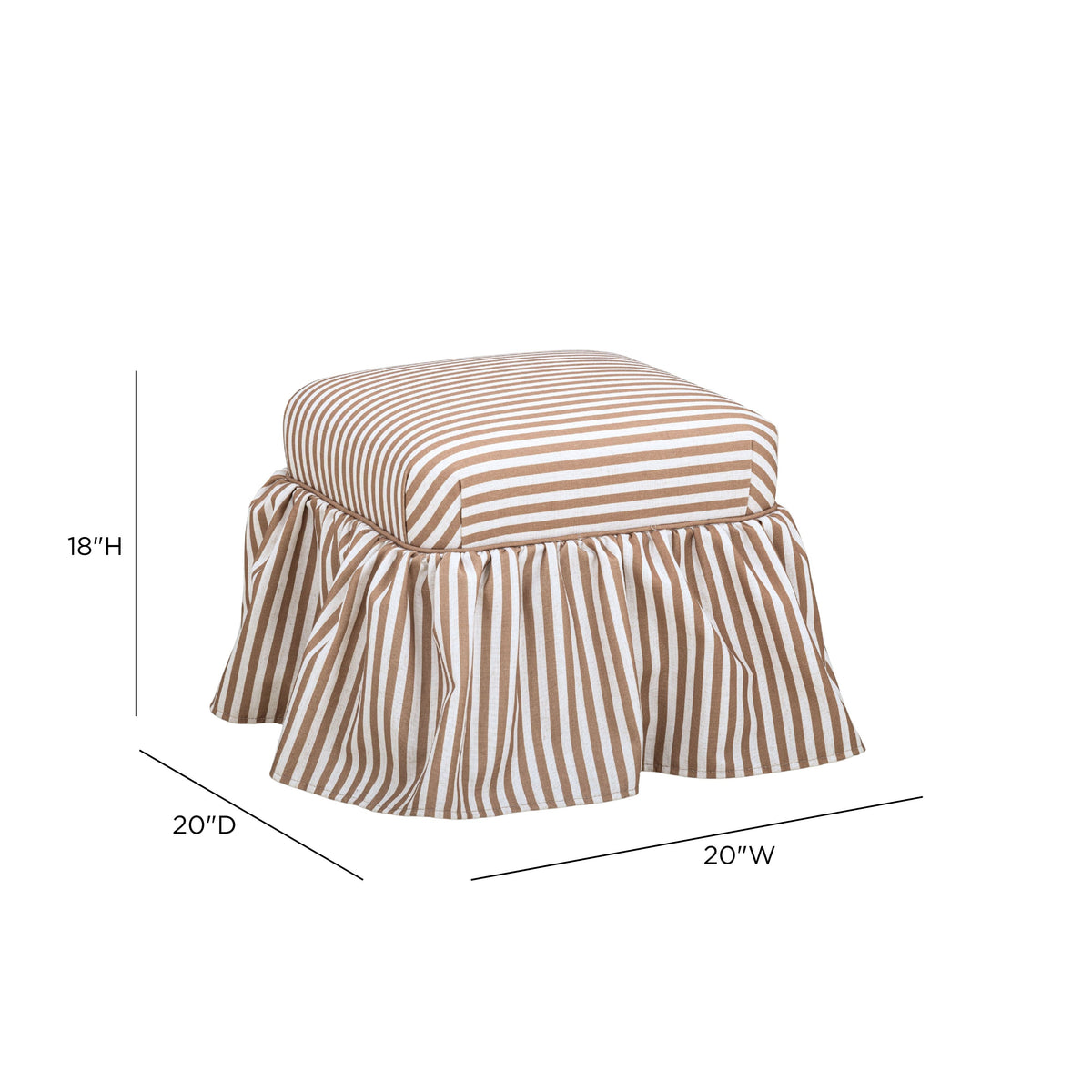 Gertrude Striped Performance Linen Skirted Ottoman