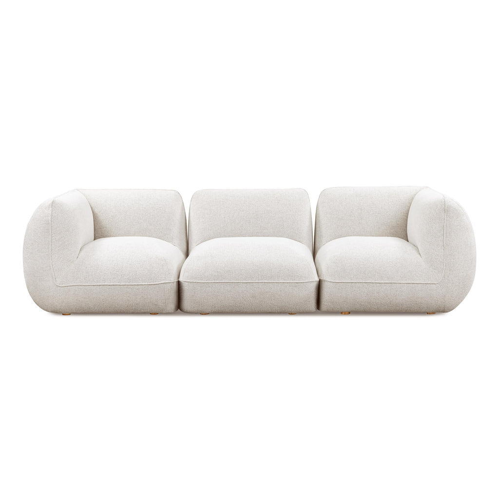 Arezza 115" Stone White Contract-Grade Basketweave Chenille Modular Sofa