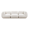 Arezza 115" Stone White Contract-Grade Basketweave Chenille Modular Sofa
