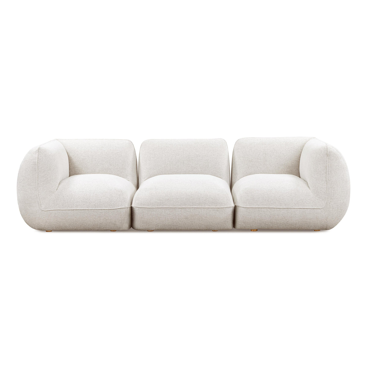 Arezza 115" Stone White Contract-Grade Basketweave Chenille Modular Sofa