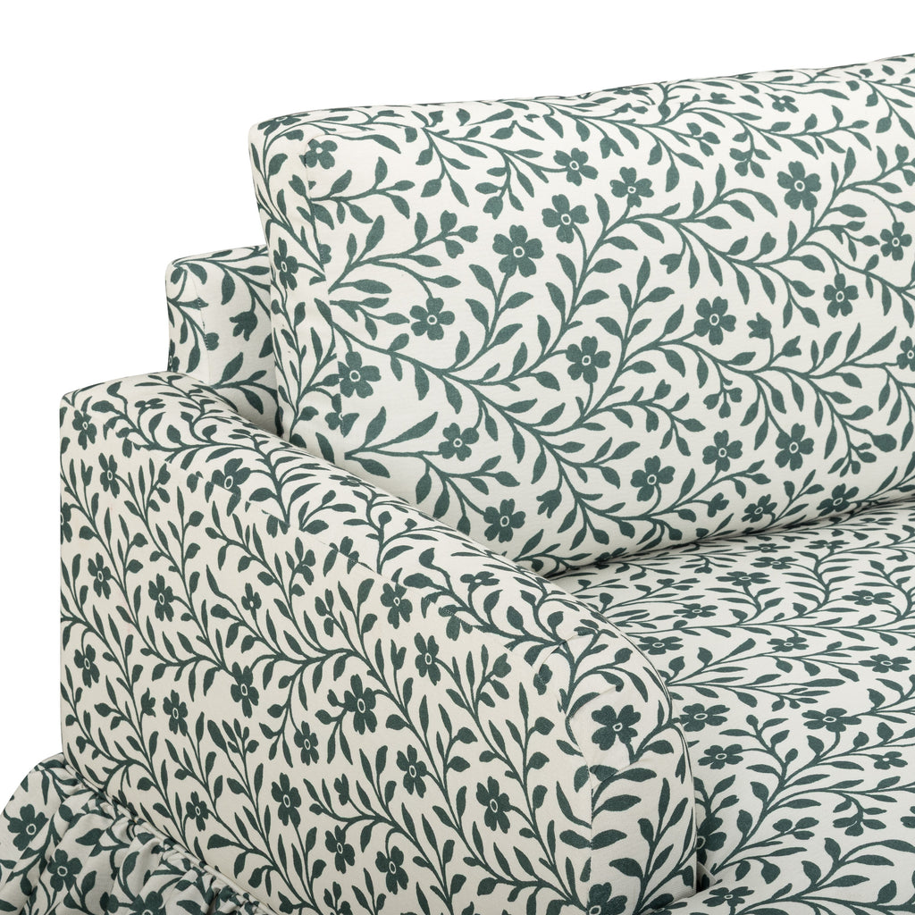 Gertrude 90" Floral Performance Linen Weave Sofa