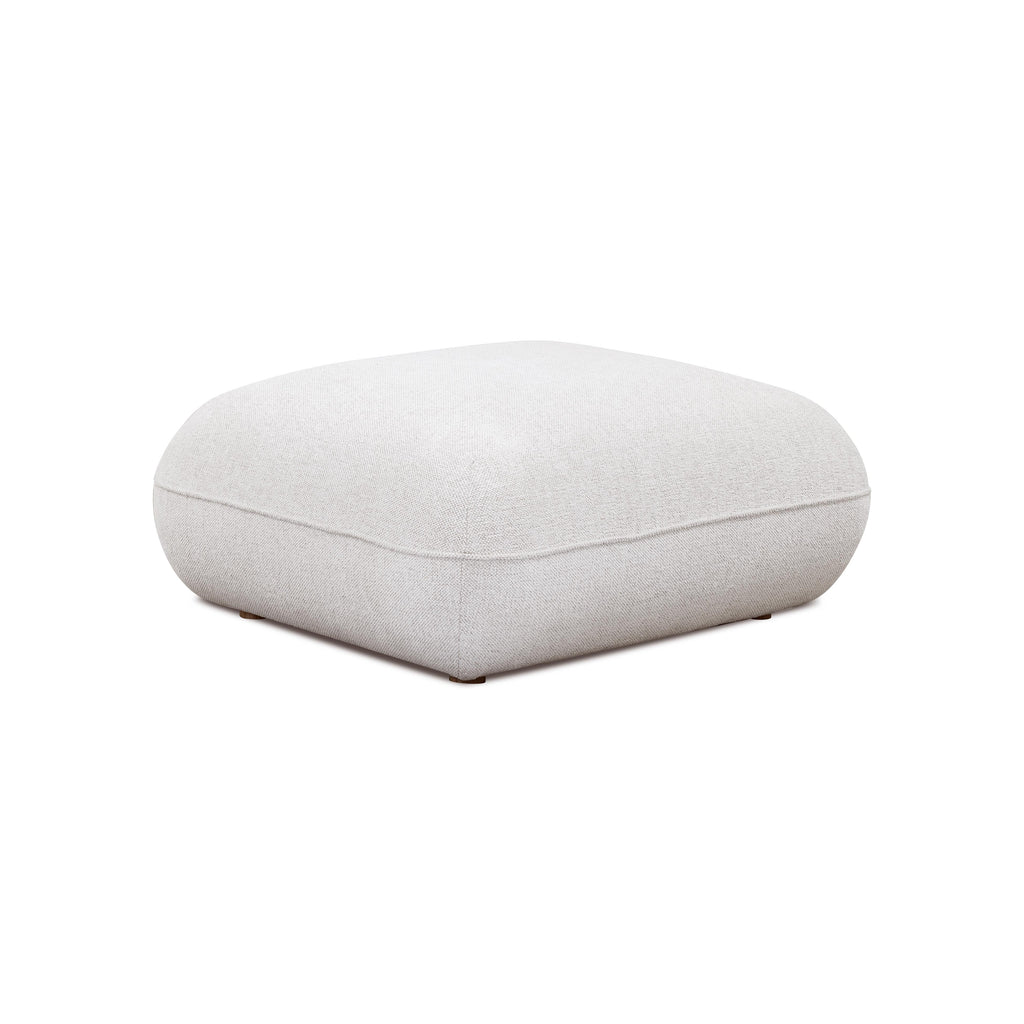 Arezza Stone White Contract-Grade Basketweave Chenille Ottoman