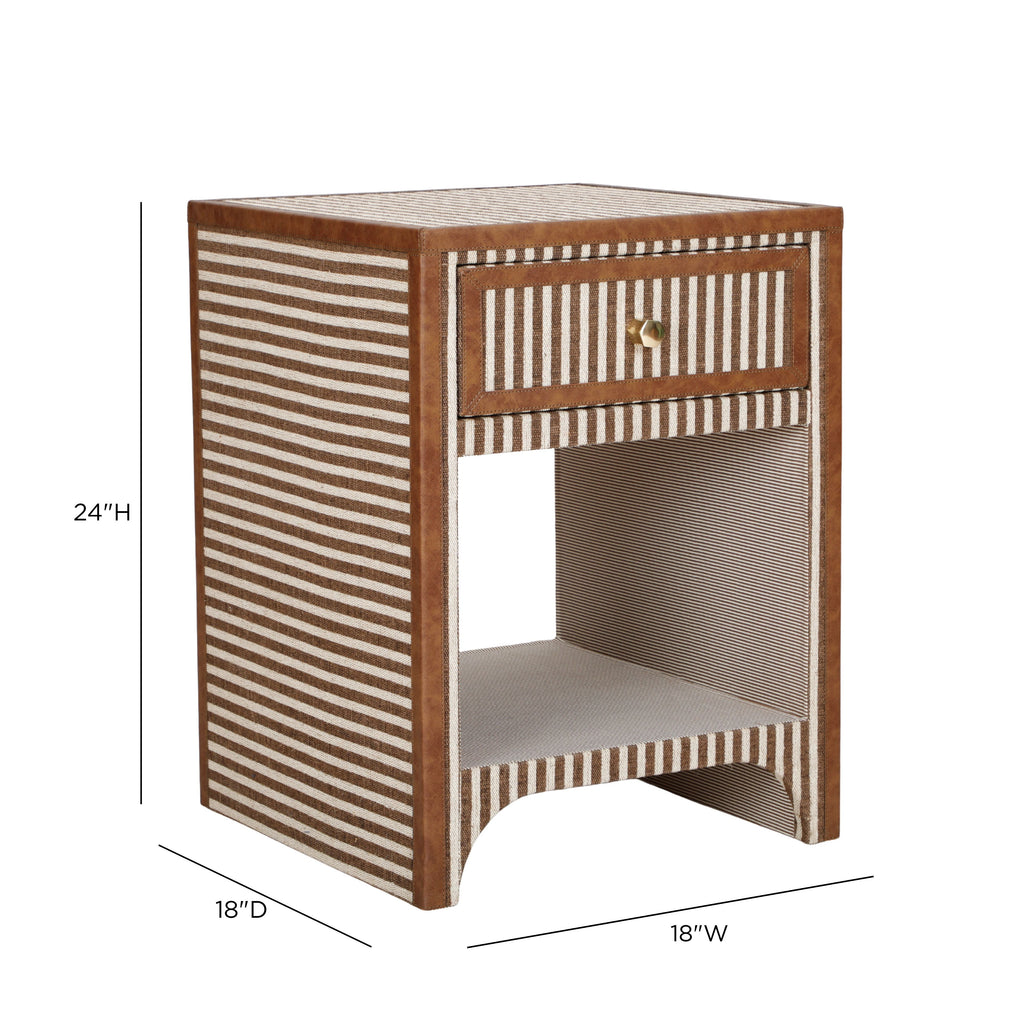 Kora 18" Cotton Jute 1-Drawer Contract-Grade Nightstand