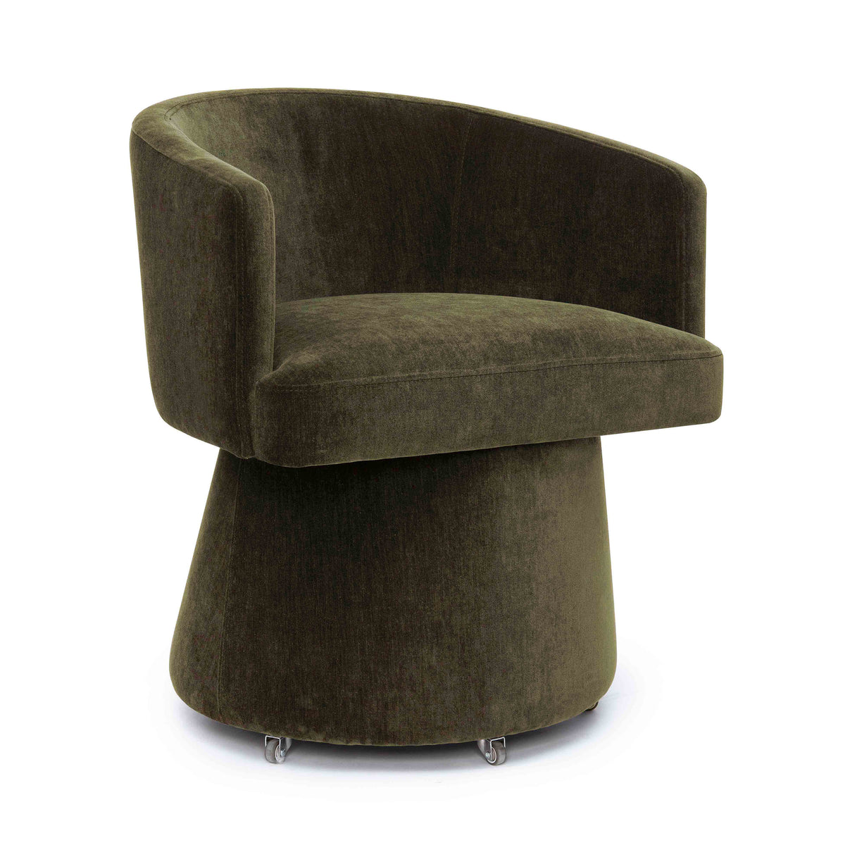 Kristen Upcycled Contract-Grade Chenille Rolling Desk Chair — Olive Green null