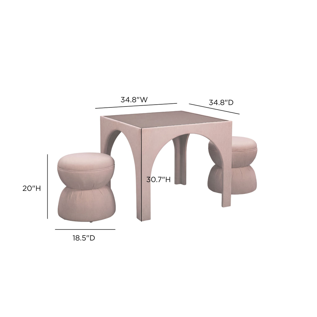 Tomlin Performance Chenille Game Table and Two Ottomans Set