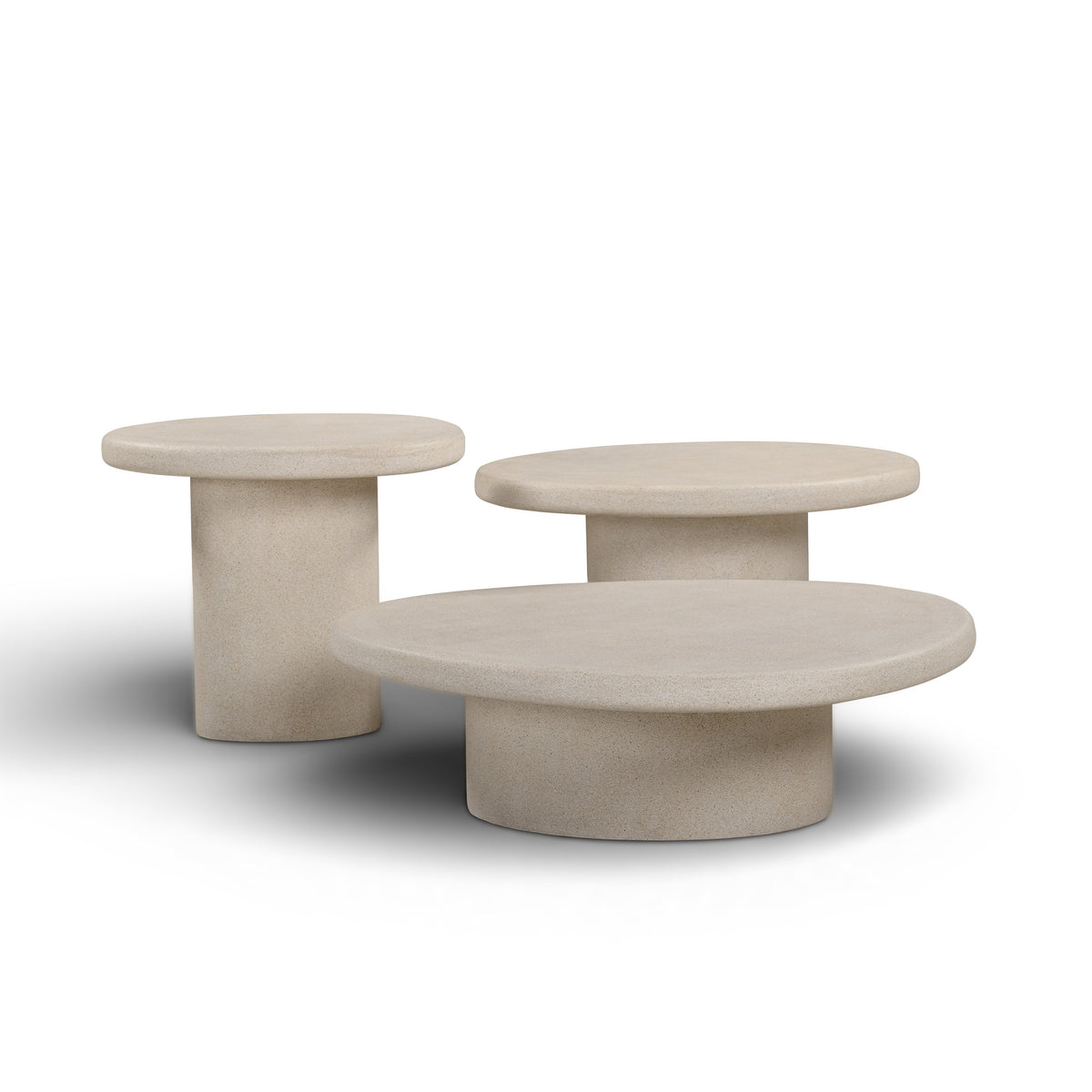 Jade Concrete Indoor/Outdoor Nesting Coffee Table Set — Cream null