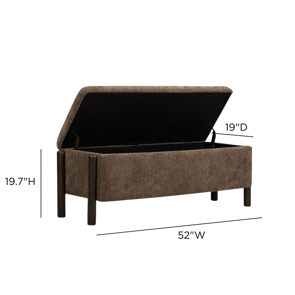 Abby 52" Nubby Fabric Storage Bench