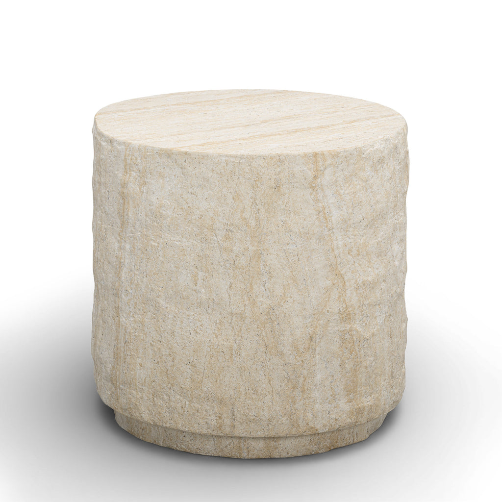 Roxanne Faux Travertine Indoor/Outdoor Concrete Side Table