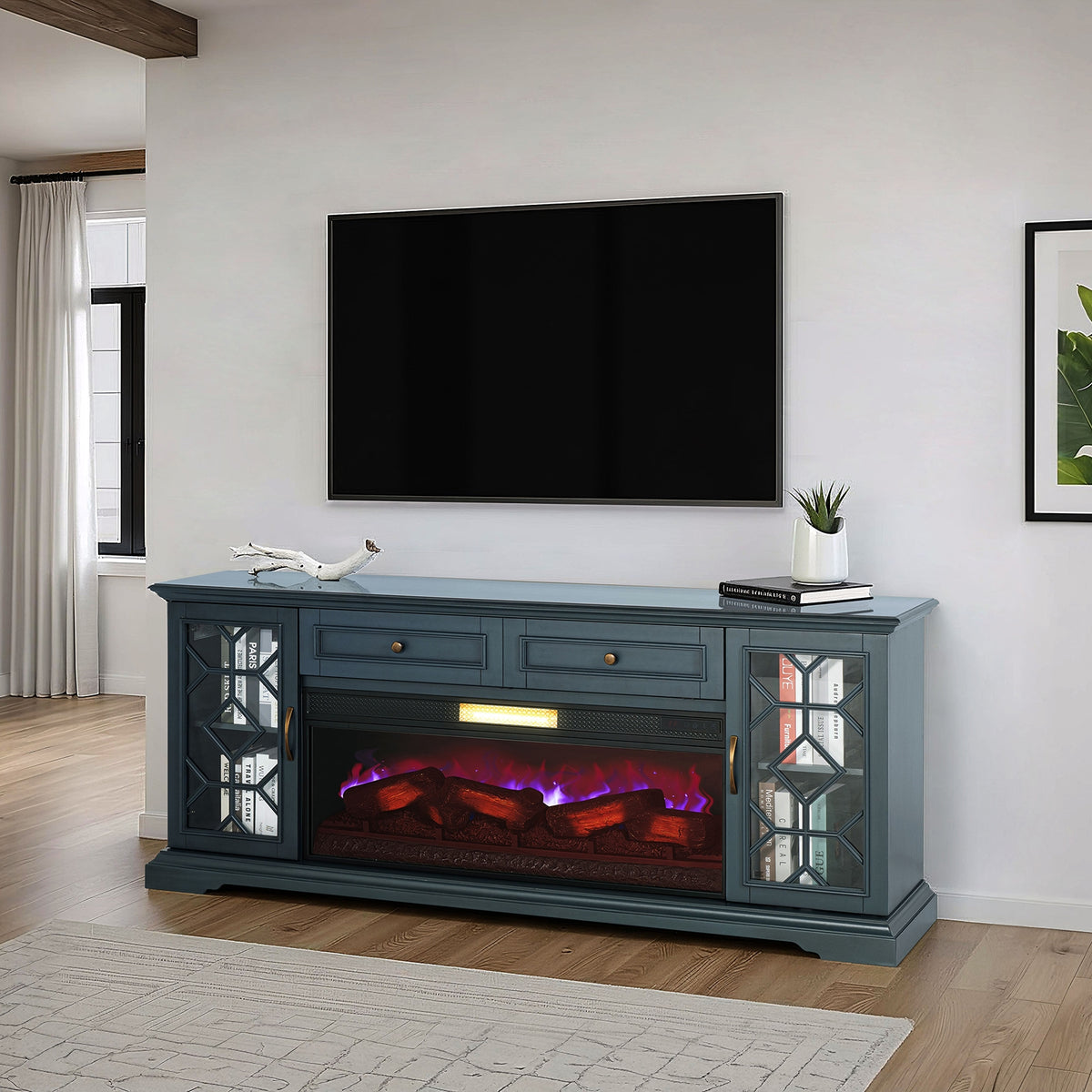 Fidel 74'' Tv Console with Electric Fireplace
